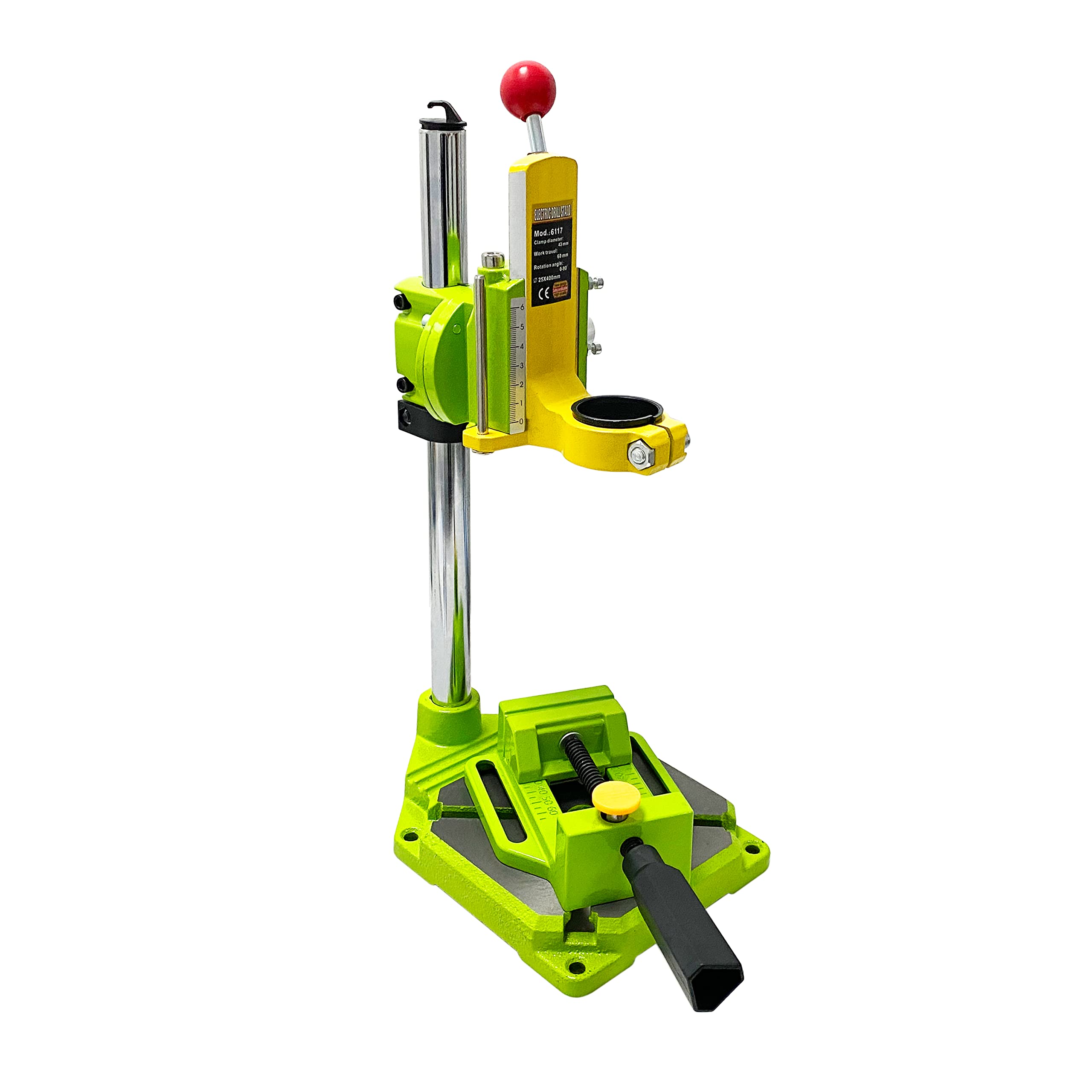 HFS(R) 垂直ドリルスタンド 38mm-43mm 穴あけ 万力付き 重型 回転角度0〜90° 400x155x155mm 電動ドリル..