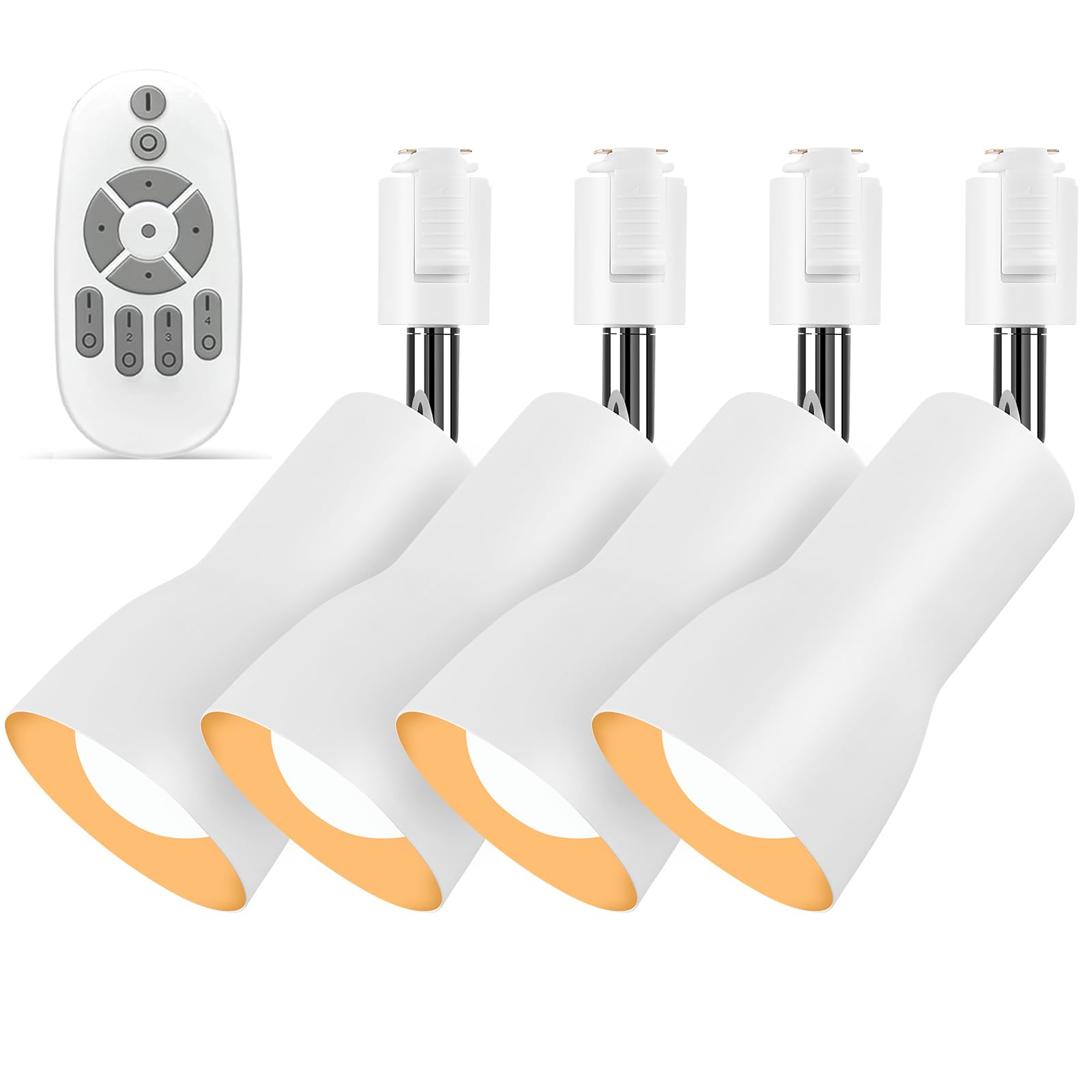 ダクトレール用 スポットライト E26口金 調光調色 LED電球60W形付きリモコン付き（電池別売）ダクトレール照明 ダクトレールライト ライティングバー用スポットライト レールライト 廊下 寝室 食卓用 インテリア 4個セット ホワイト