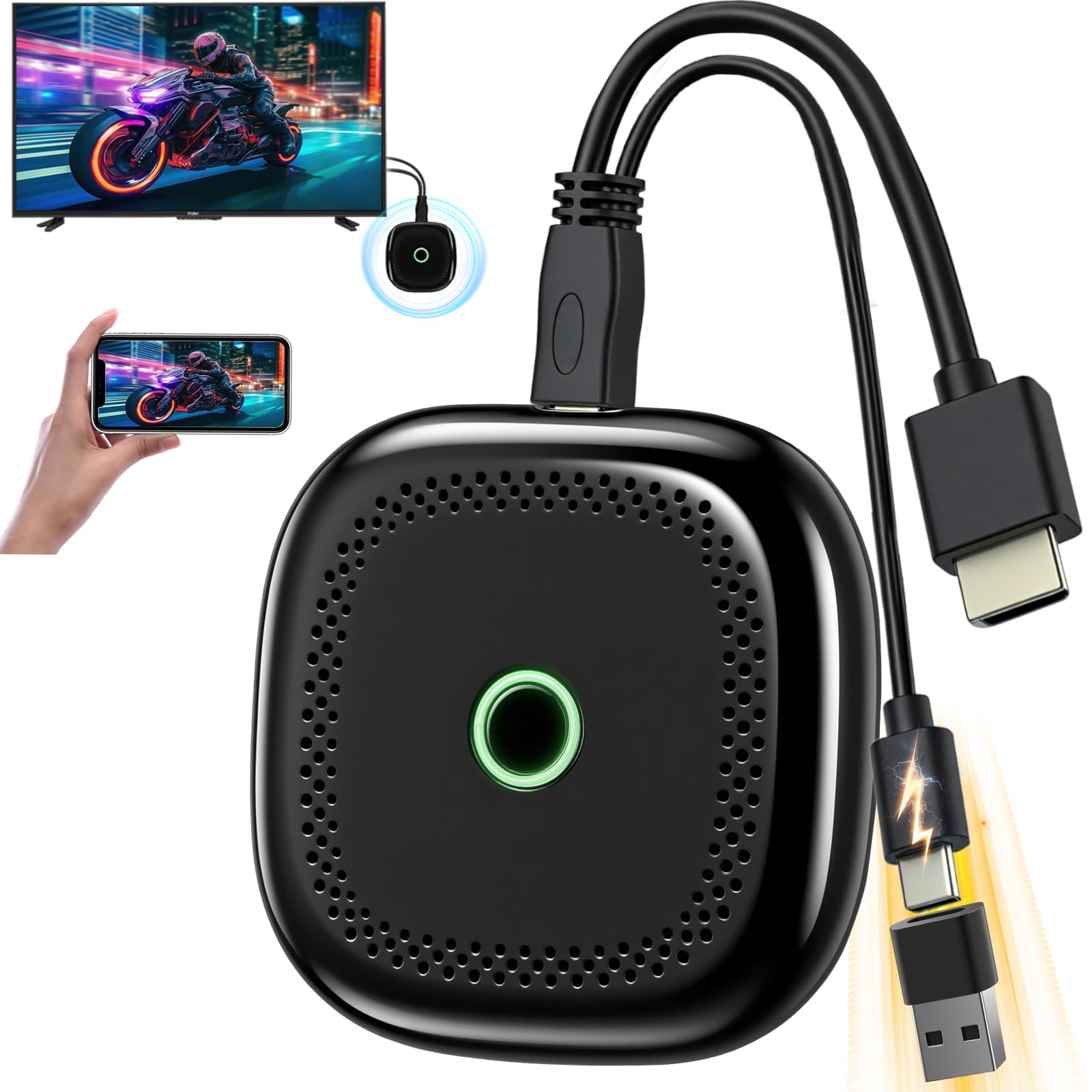 MyDual ワイヤレス HDMI ミラーキャスト 0.01秒超低遅延 4K 5.8G+2.4Gデュアルバンド対応 wifi不用 無線 ミラーリング 壁抜け15m伝送 小型 iOS/Android/Windows/Mac OSスマートフォン/タブレット/P