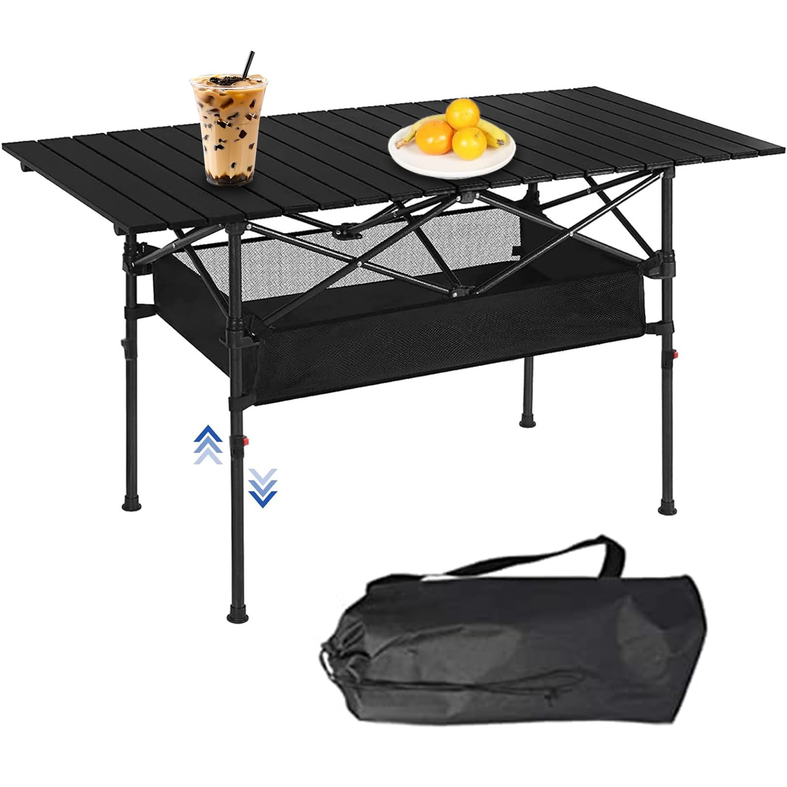 楽天湖南オンラインAOMACO キャンプ テーブル アウトドア ロールテーブル 折り畳み 高さ調整 ピクニック コンパクト 棚 バーベキュー フィールドホッパー レジャーテーブル フィールドラック 軽量 持ち運び 組み立て簡単 防水 ハイキング ピクニック お花見 専用収納