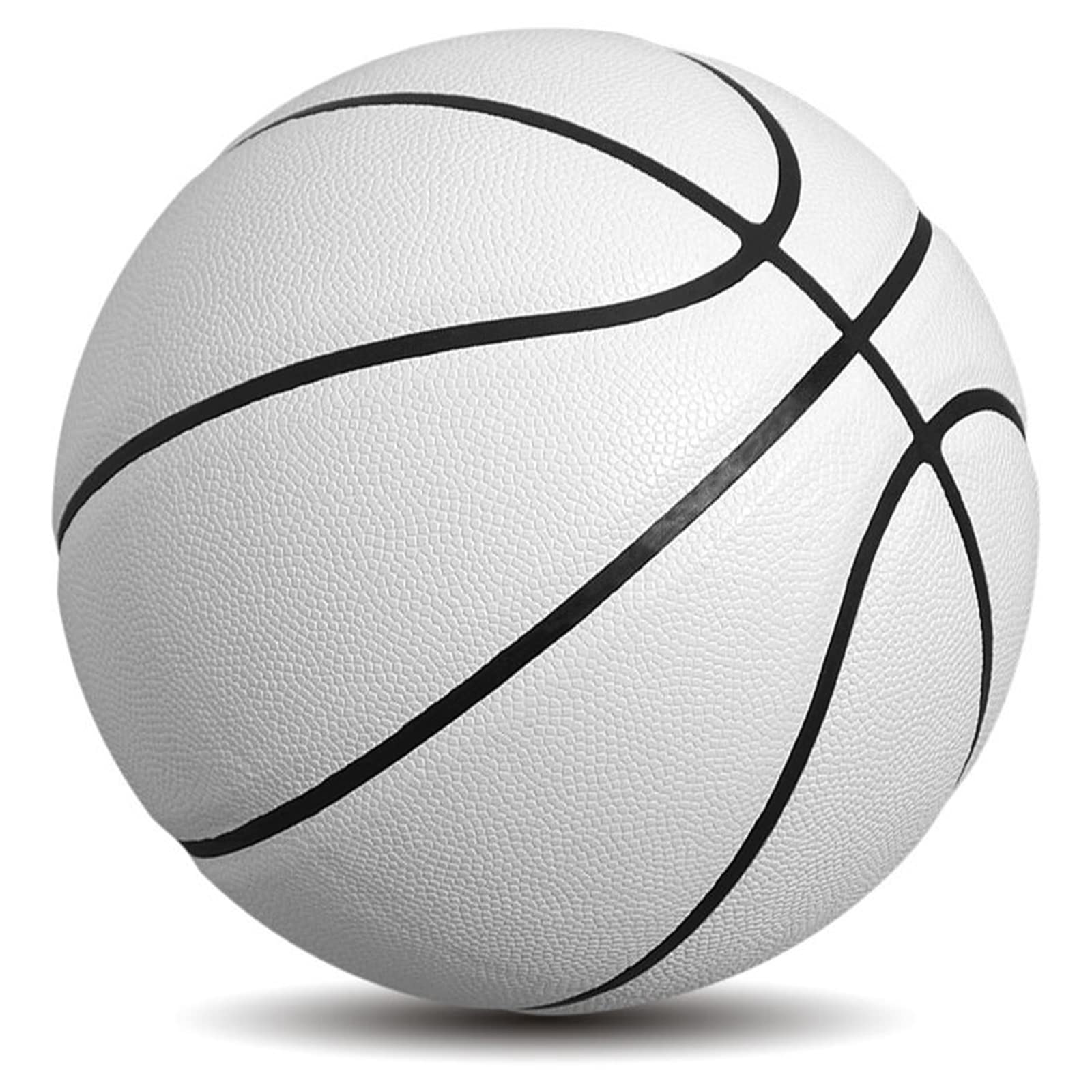 サイズ5/6/7ソリッドカラーバスケットボール、標準滑り止め耐摩耗性、屋内や屋外の子供の女性の青少年の大人のバスケットボールに適しています,白,6