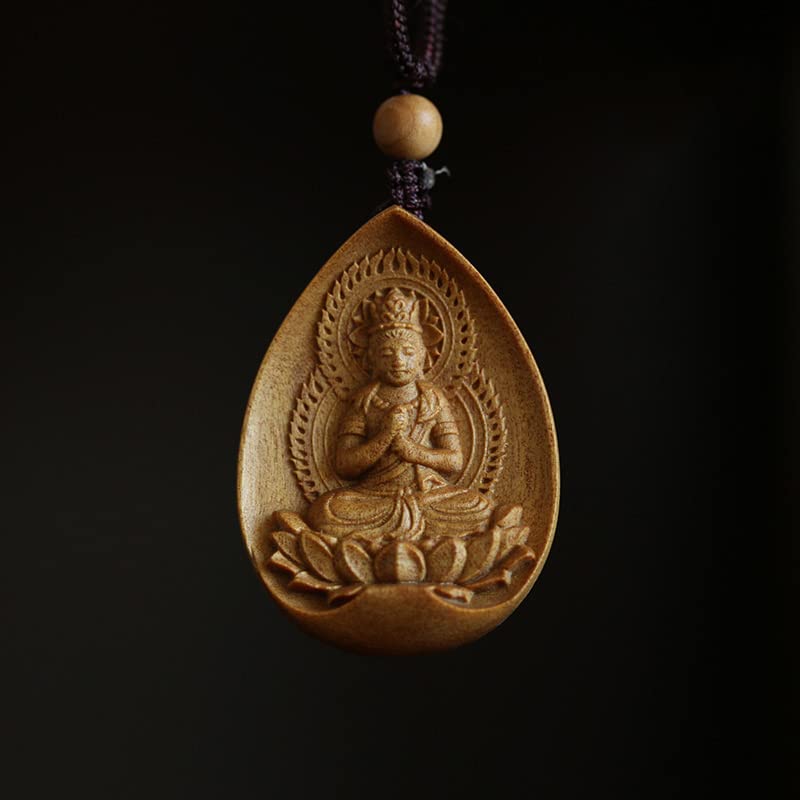 仏像【大日如来】 ペンダント ネックレス 木彫り オーストラリア 白檀 香木 両面彫り 木製彫刻 干支お..
