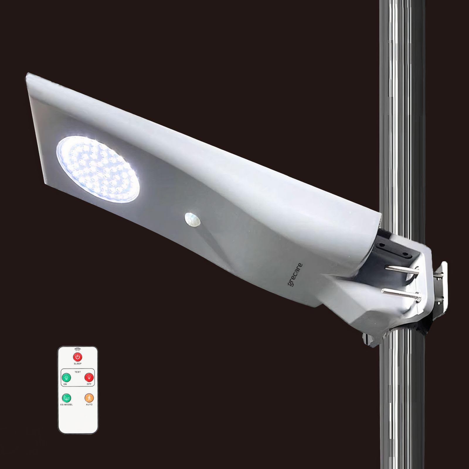 grecare 街灯 ソーラー 屋外 街路灯 外灯 LED ソーラーライト 人感センサー 約2000lm 100W水銀灯相 5700K(昼光色) 大容量LiFePo4電池64Wh(20000mAh) 約6日の不日照日数 IP65防水 重耐塩形 耐風速 自動