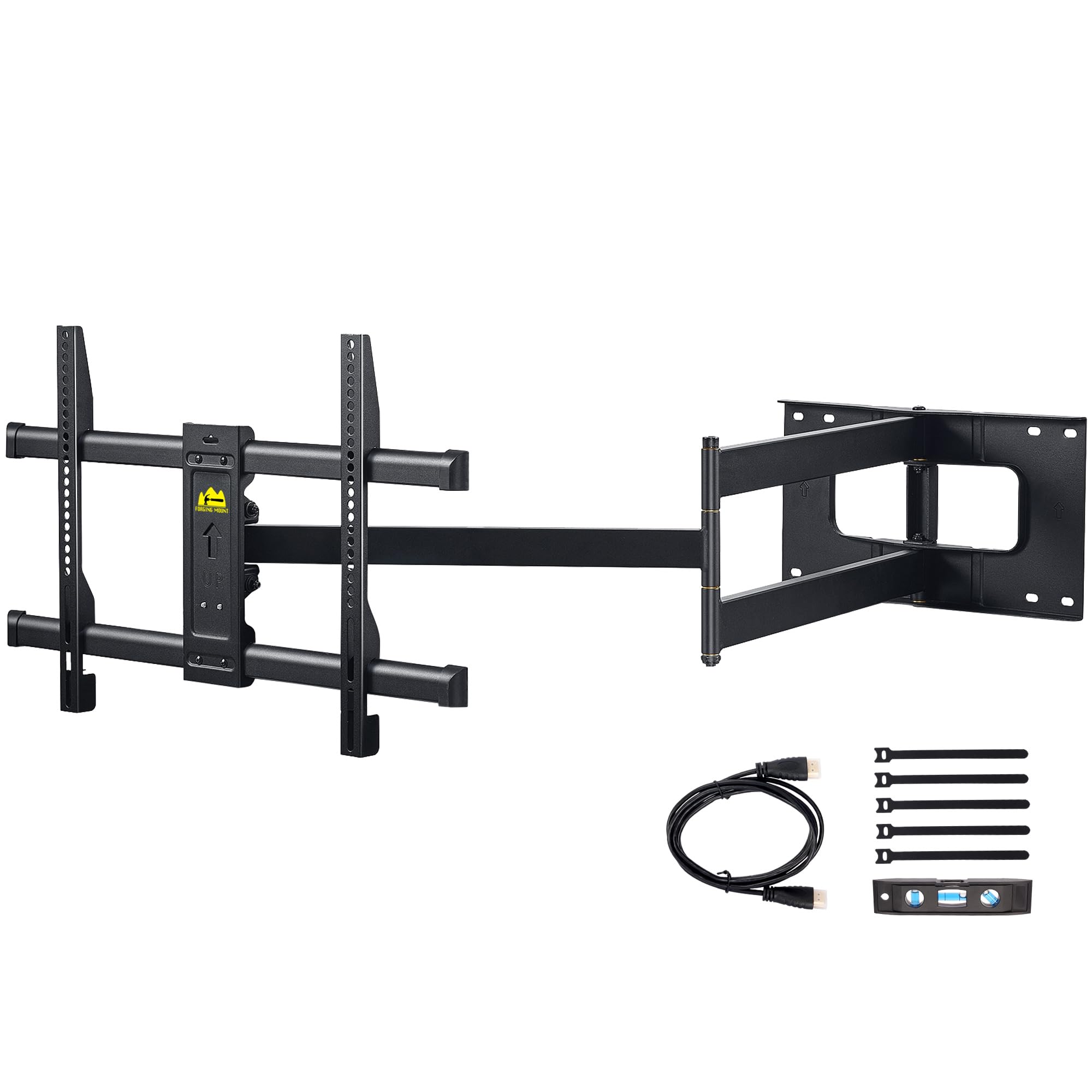 FORGING MOUNT超長アーム テレビ壁掛け金具 42-80型LCD/LED対応 壁掛けテレビ金具 109cmロングアーム 耐荷重50kg フルモーション式 前後＆左右&上下多角度調節 VESA600x400mm 水平器/ケーブルタイ/壁プレートテン