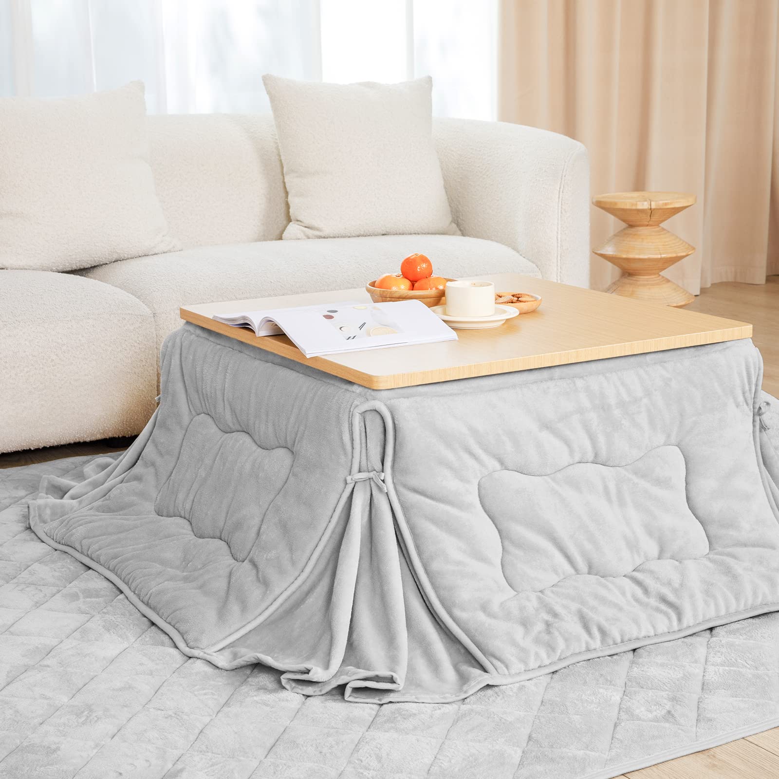 楽天湖南オンラインVamcheer こたつ布団 長方形 省スペース こたつ掛け布団 180x220cm 無地 あったか 薄掛け 掛け単品 フランネル なめらか ふわふわ ぽかぽか ぬくぬく ふっくら 冬用 洗える 静電気防止 毛抜けない （単品・ライトグレー）