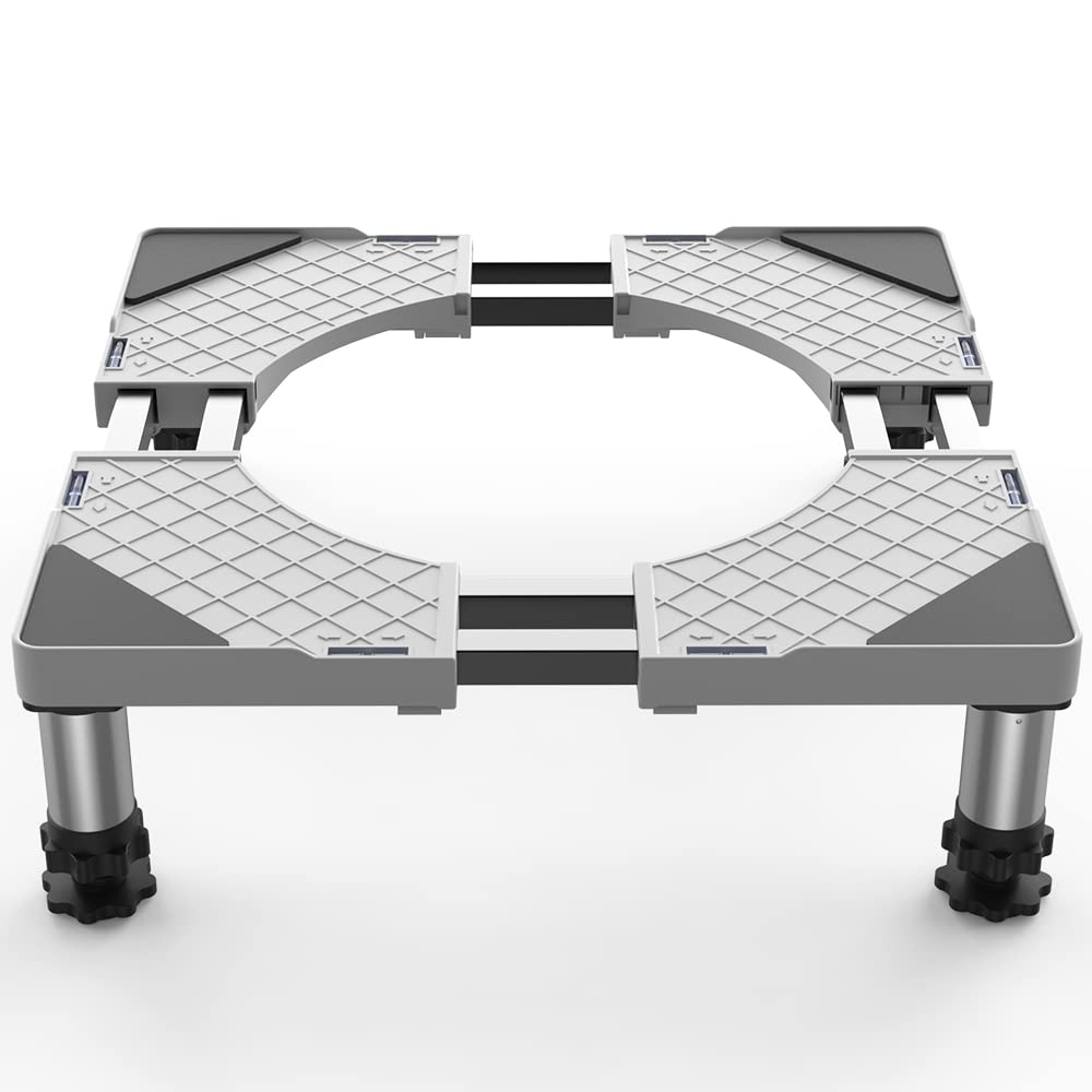 洗濯機 台 DEWEL 4足鋼管8本式 かさ上げ 冷蔵庫置き台 昇降可能 奥行/幅:54.5・69cm 高度調節12.5~15.5..