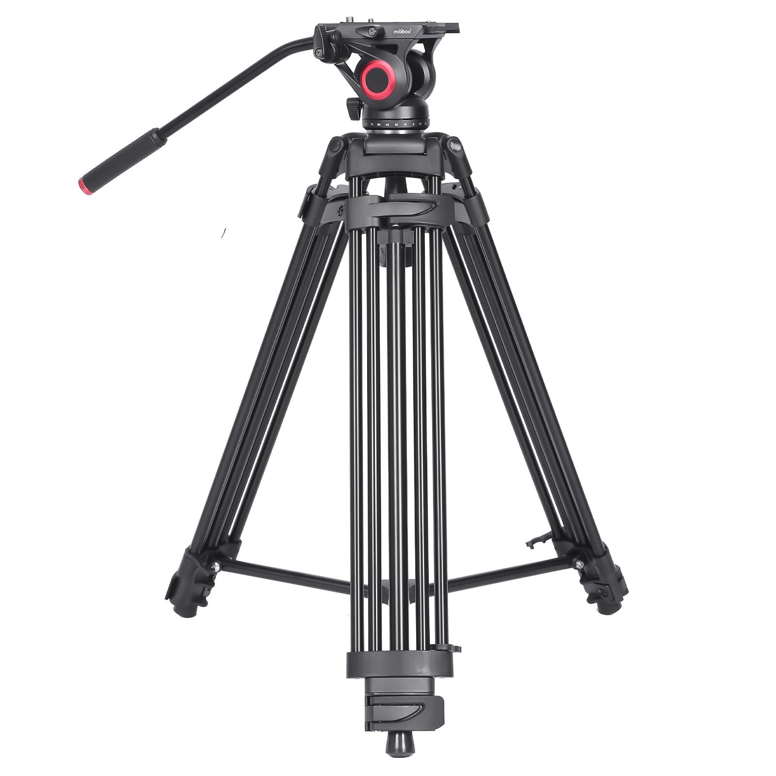 miliboo mtt601aプロ三脚 カメラ 三脚 デジタル三脚 一眼レフ 大型ビデオ三脚 高安定、耐荷重10kg、3段伸縮、70～151CM作業高さ、14～20ミリメートルチューブ径、360°油圧ヘッド、ハンドルとQRプレート付き、アルミニウム