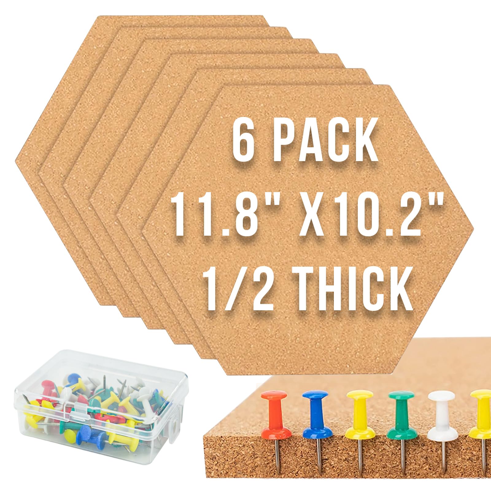 Enkrio コルクボード 木製 コルク板 コルク掲示板 看板 壁掛け 両面テープ付き 枠無し 押しピン50個付..