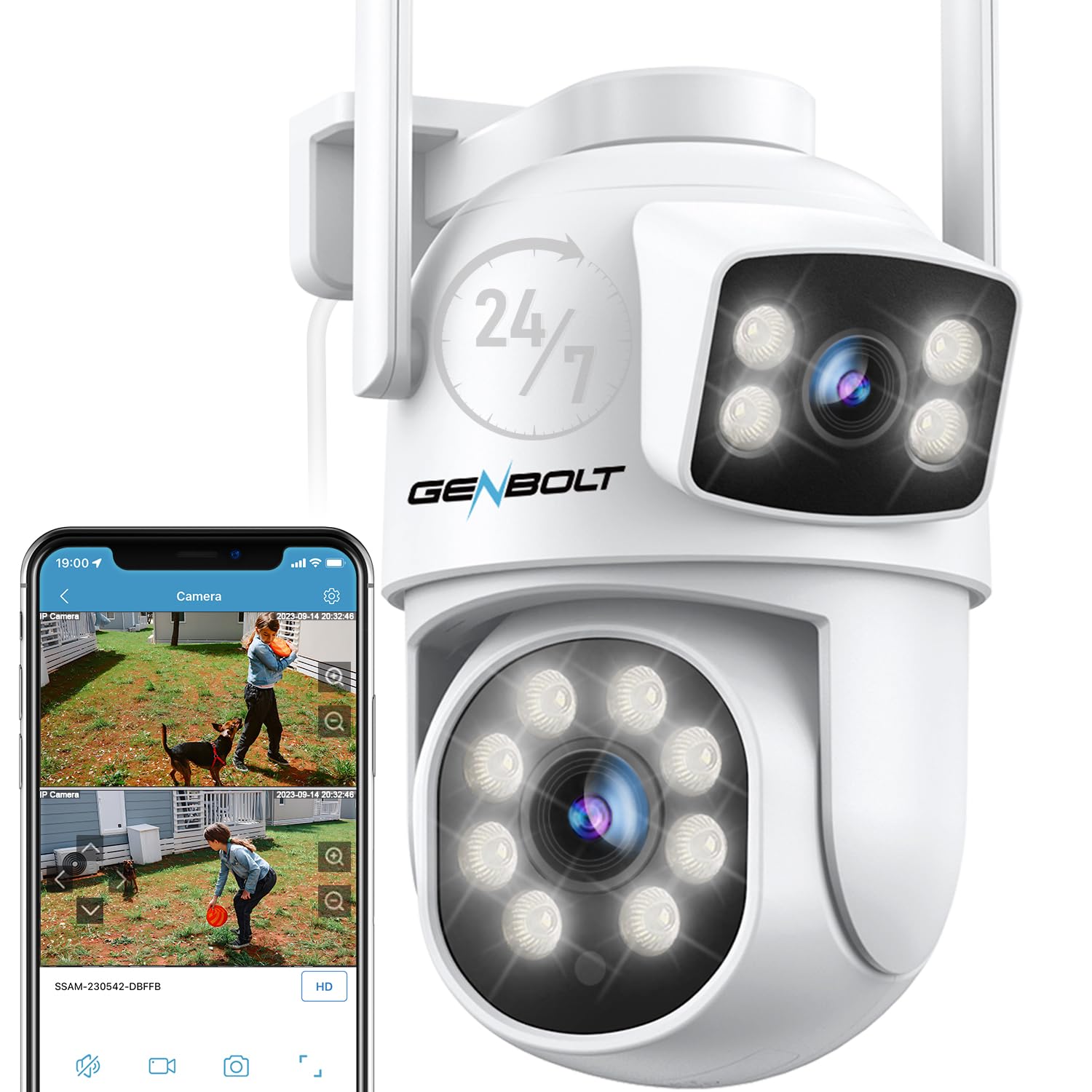 楽天湖南オンライン【同時二画面】防犯カメラ ワイヤレス 屋外 wifi FHD1080P 監視カメラ バレット ドーム ダブルレンズ 自動追尾 カラー暗視 AI人体検知 双方向音声 マイクロSDカード録画 遠隔操作 LAN 日本語対応iOS/Android/PC/MAC対応