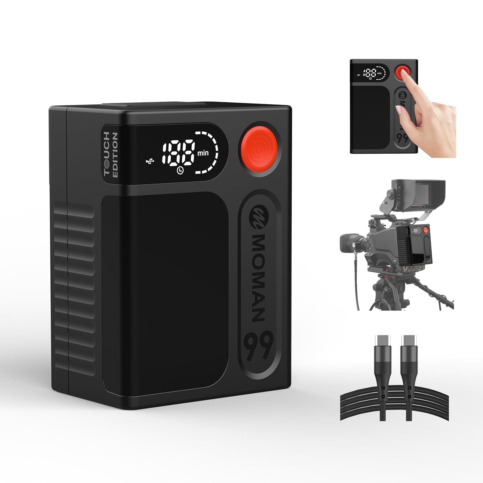 Vマウントバッテリー, Moman Power 99 Touch USB-C/USB-A/D-Tap/DCポート99Wh/6900mAh LEDディスプレイ PD65W急速充電対応 BMPCC 4k 6k/ビデオカメラ/モニター/ビデオライト Smallr