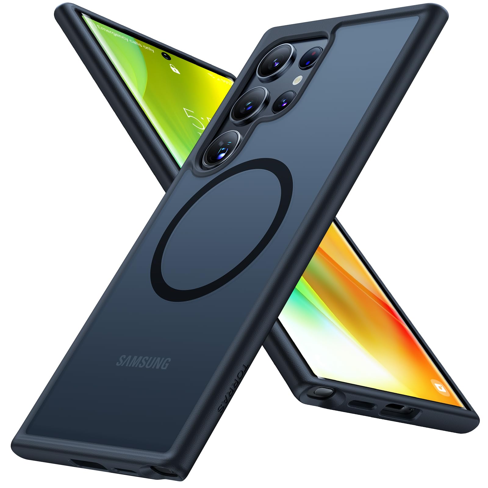【米軍規格！進化マグネット】TORRAS Galaxy S24 Ultra 用 ケース マグネット搭載 ワイヤレス充電 半透明 マット 黄ばみなし マグセーフ対応 ギャラクシー s24 ultra ケース Guardian-Mag ブラック
