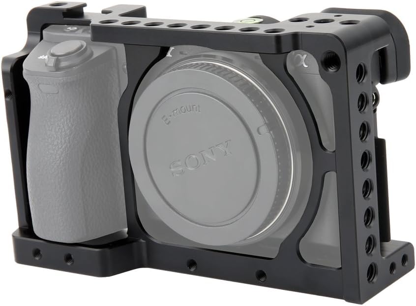 NICEYRIG カメラケージ Sony A6400 A6000 A6100 A6300 ILCE-6000 ILCE-6300 Nex-7専用カメラ ケージ DSLR装備 拡張 コールドシュー付き 軽量 装着簡単 取付便利 耐久性 長時間撮影 放熱機能