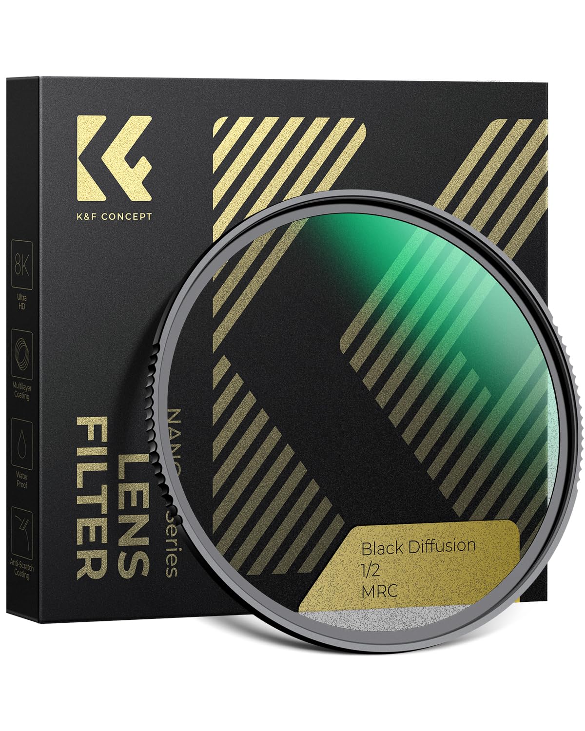 樂天商城 - K&F CONCEPT 67mm ブラックミスト1/2 ソフト効果1/2 コントラスト調整用 ソフト描写用フィルター 光学ガラス 航空アルミ材質 超薄枠 撥水 撥油 擦り傷防止 ビデオ、Vlog、ポートレート最適（67mm Black Mist）【メーカー