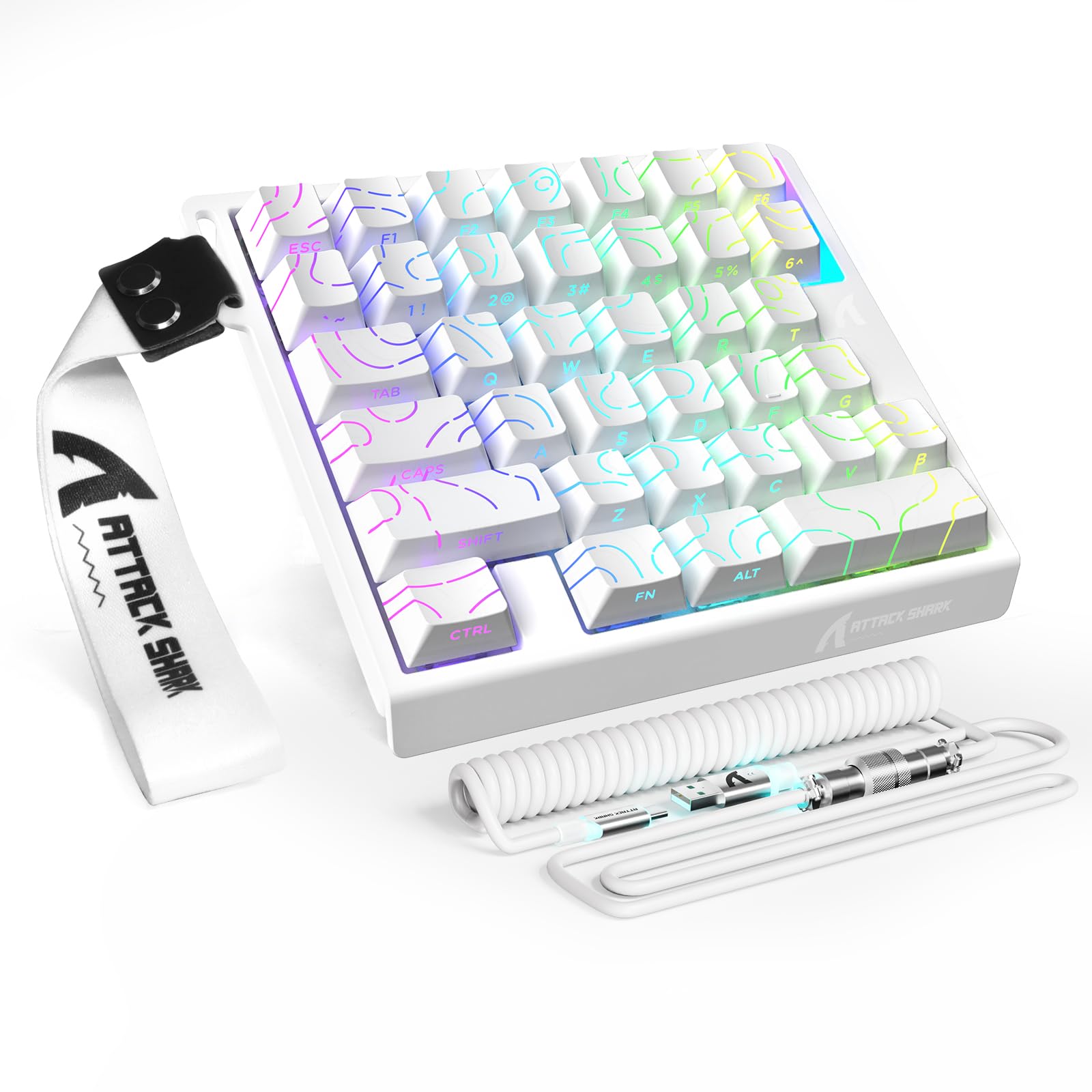 ATTACK SHARK M36HE 片手ゲーミングキーボード ラピッドトリガー キーボード 有線 磁気スイッチ PBTキーキャップ RT0.01mm精度 ゲーミングキーボード 8000Hzポーリングレート 0.125ms遅延 128Kスキャン 真の5層消