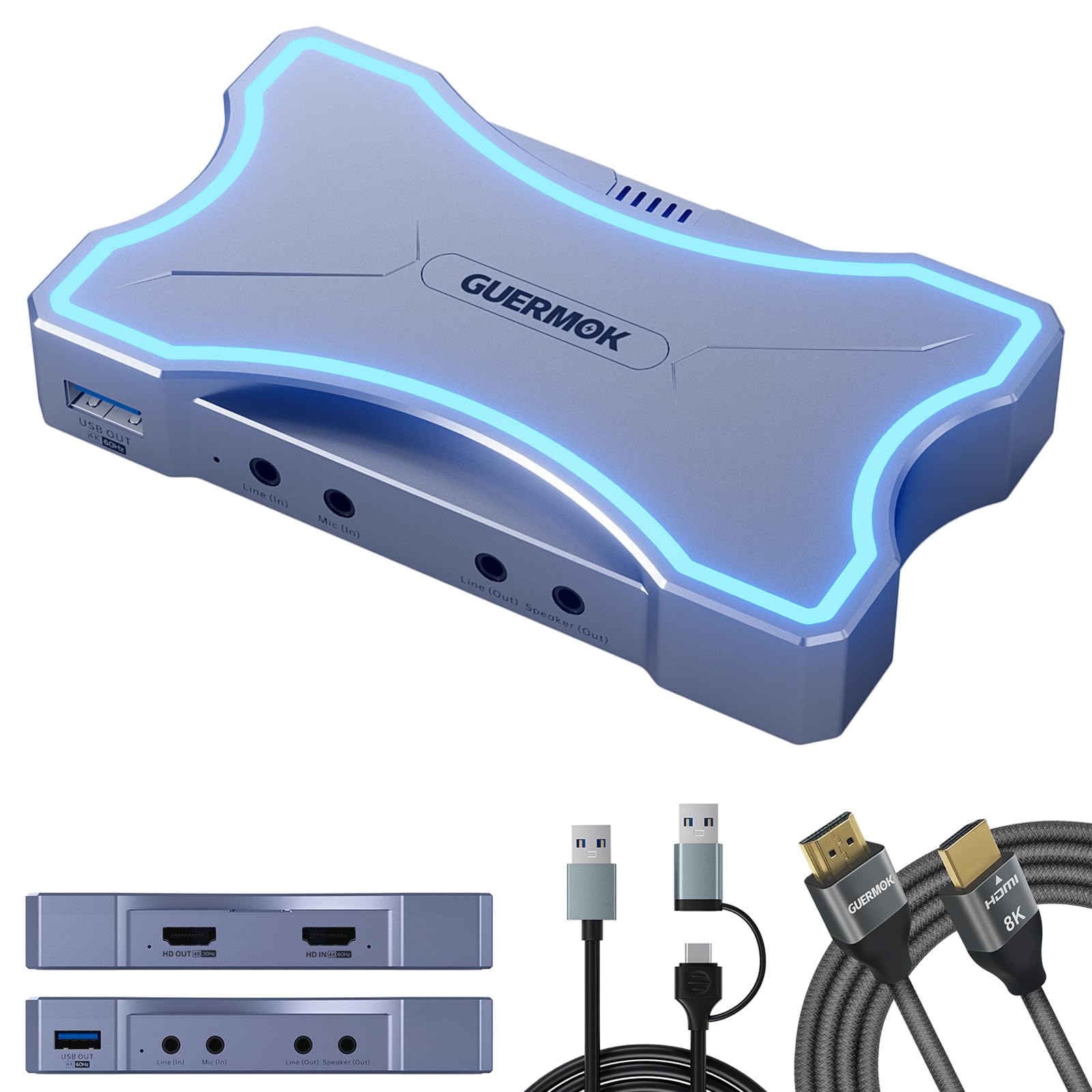 Guermok 4K 60FPS & 1080P 240FPS HDMI����ץ��㥫���ɡʥ��ȥ꡼�ߥ��ѡˡ�USB 3.0����USB-C/A��4K30�ѥ�����...