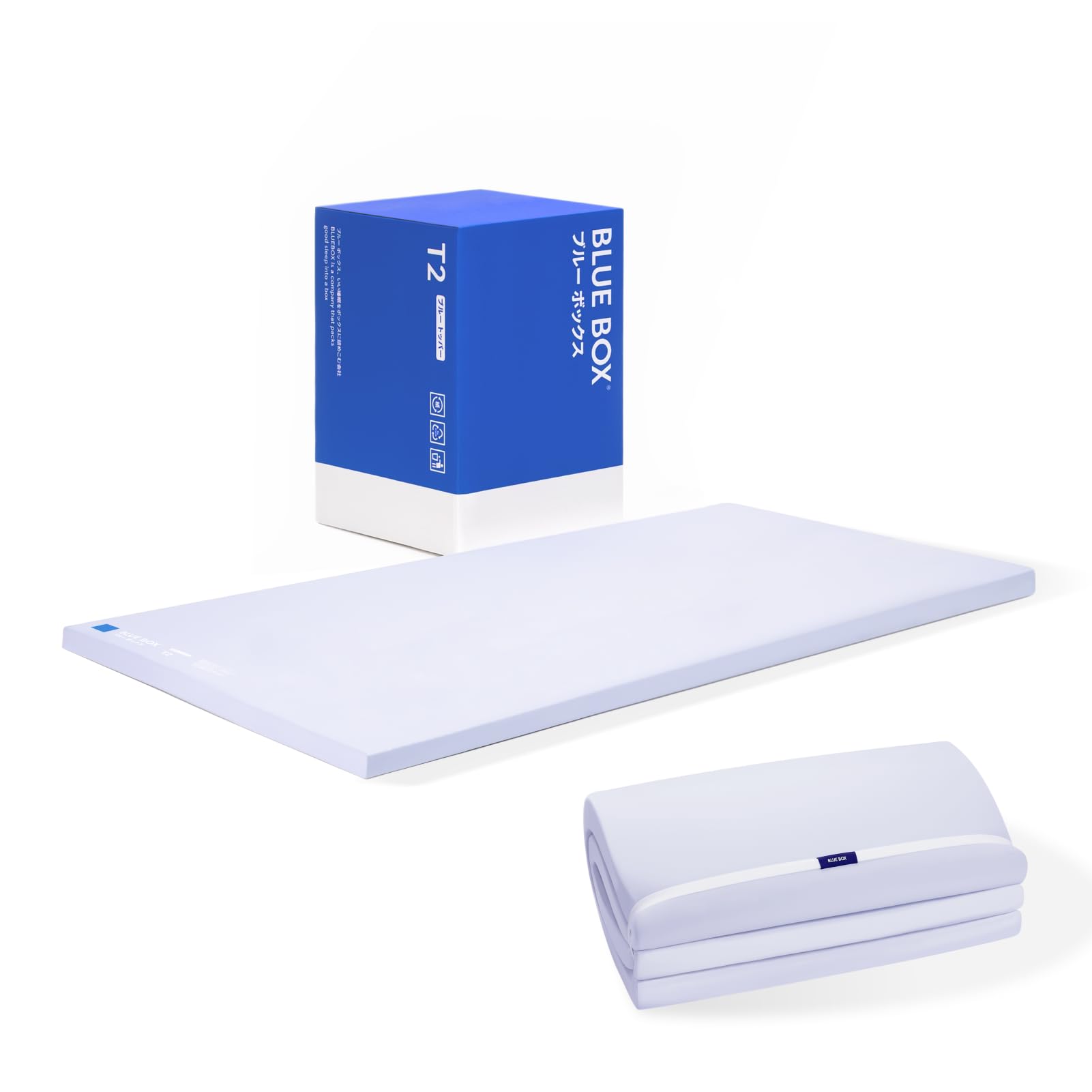 Blue Box マットレス 敷布団 厚さ6cm 三つ折り 腰の悩みから解消 極高密度 抗菌防臭除湿加工 折りたたみ マットレス 2層タイプ 横向き 仰向け 耐圧分散 全身サポート 通気性 ブルートッパー 低反発 (シングル T2 97cm)