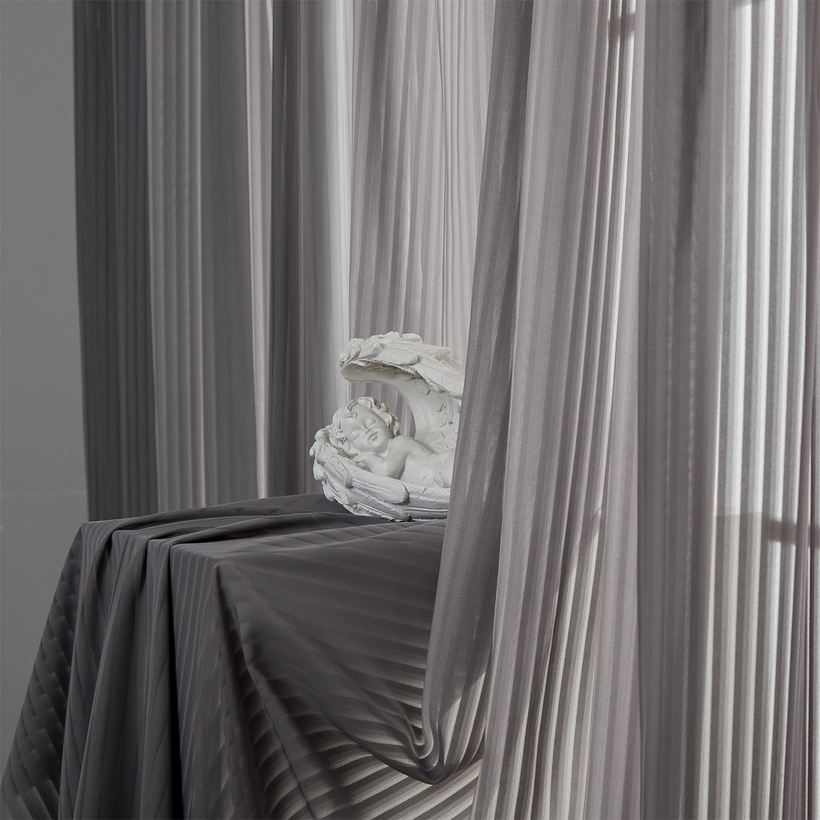 Topfinel レースカーテン 200cm丈 2枚組 花粉 UV おしゃれ グレー ポリエステル 出窓用レースカーテン カーテン レース 透けない 北欧 無地 可愛い