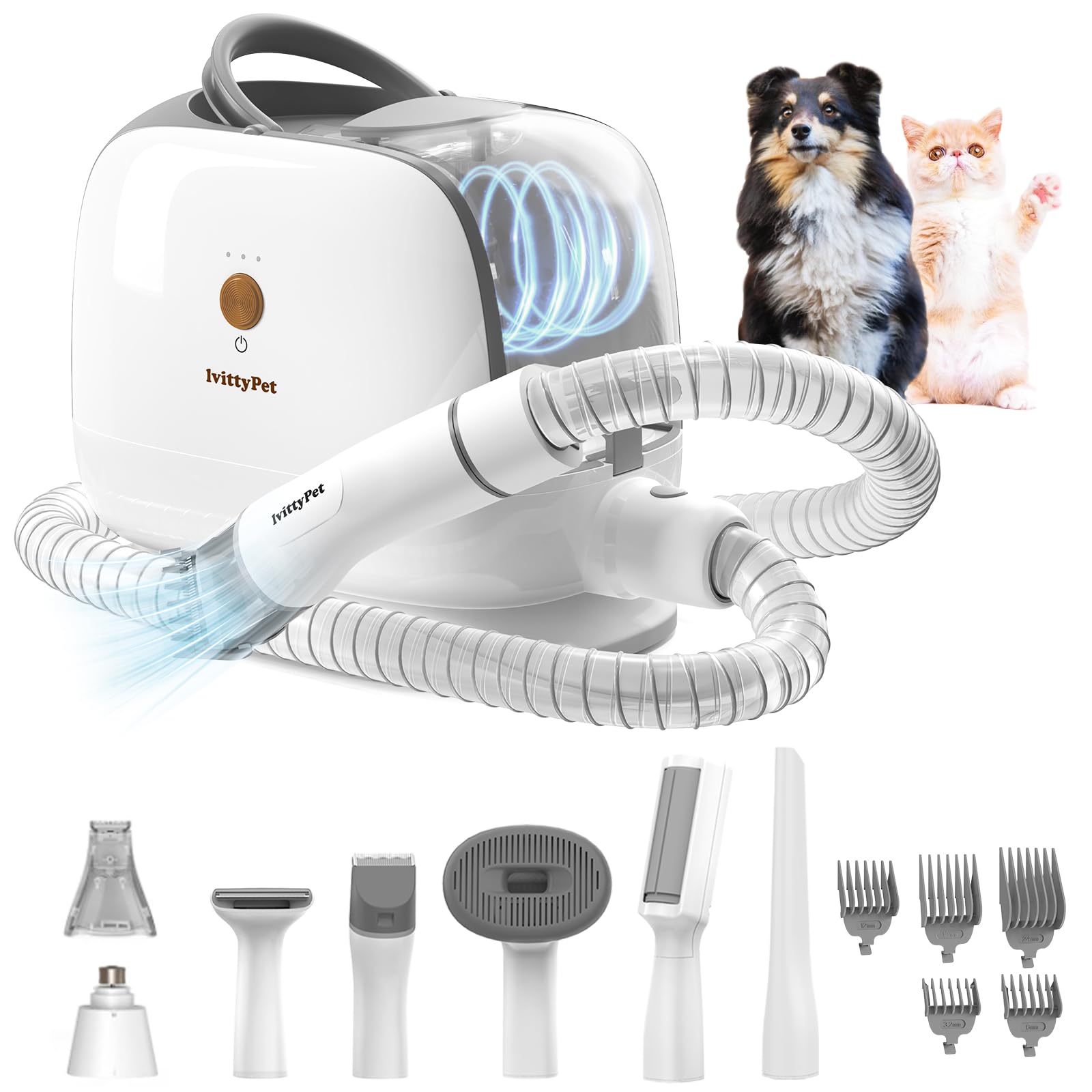 【より低騒音 】lvittyPet ペット グルーミング 掃除機 7-in-1 13kPa 犬用 バリカン 三段階調整 猫バリ..