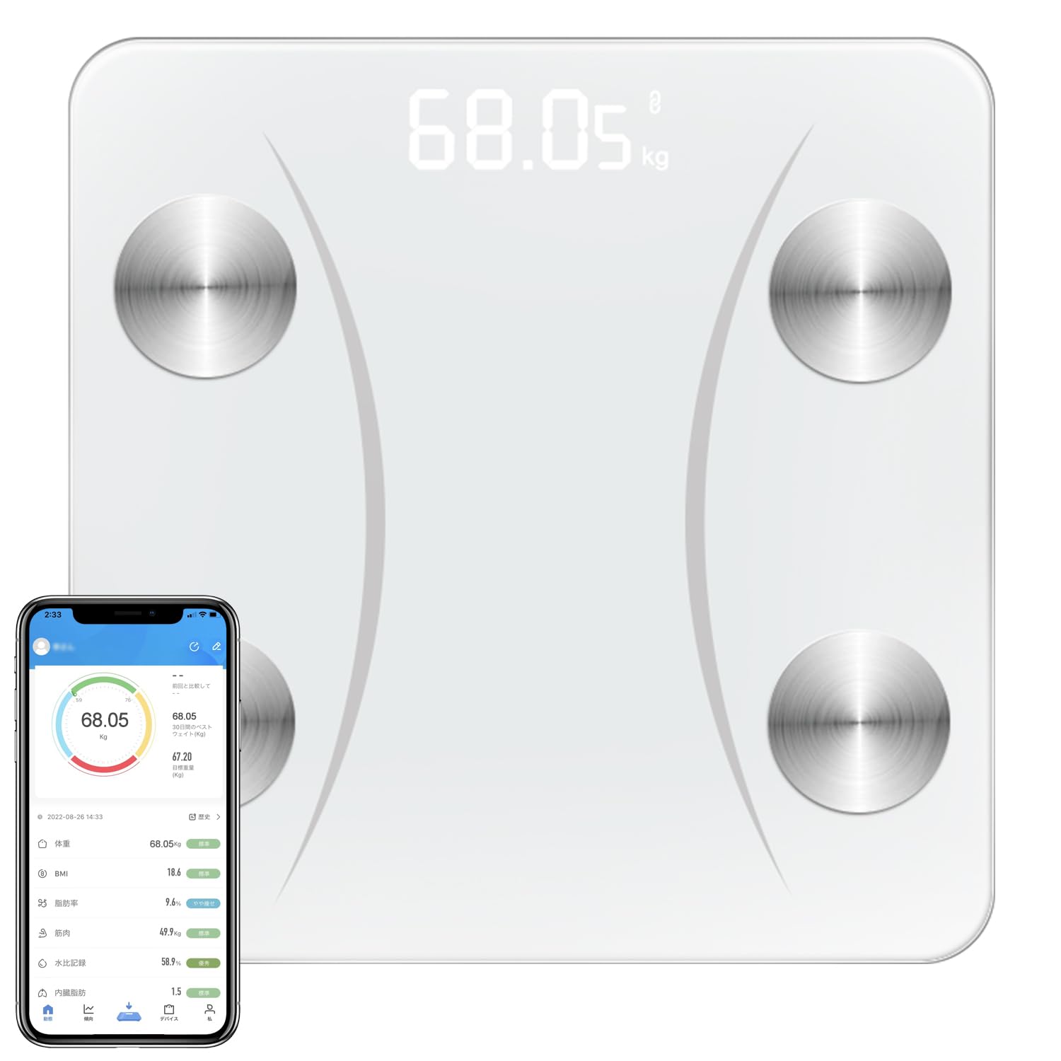 楽天湖南オンライン体重計 体脂肪計 Bluetooth スマホ連動 ヘルスメーター 2025最新 体組成計 高精度/軽量収納 日本語APP ボディスケール 多機能測定 体重、体脂肪率、筋肉率、体水分率、BMI など測定 iOS/Android対応 日本語取扱説明書