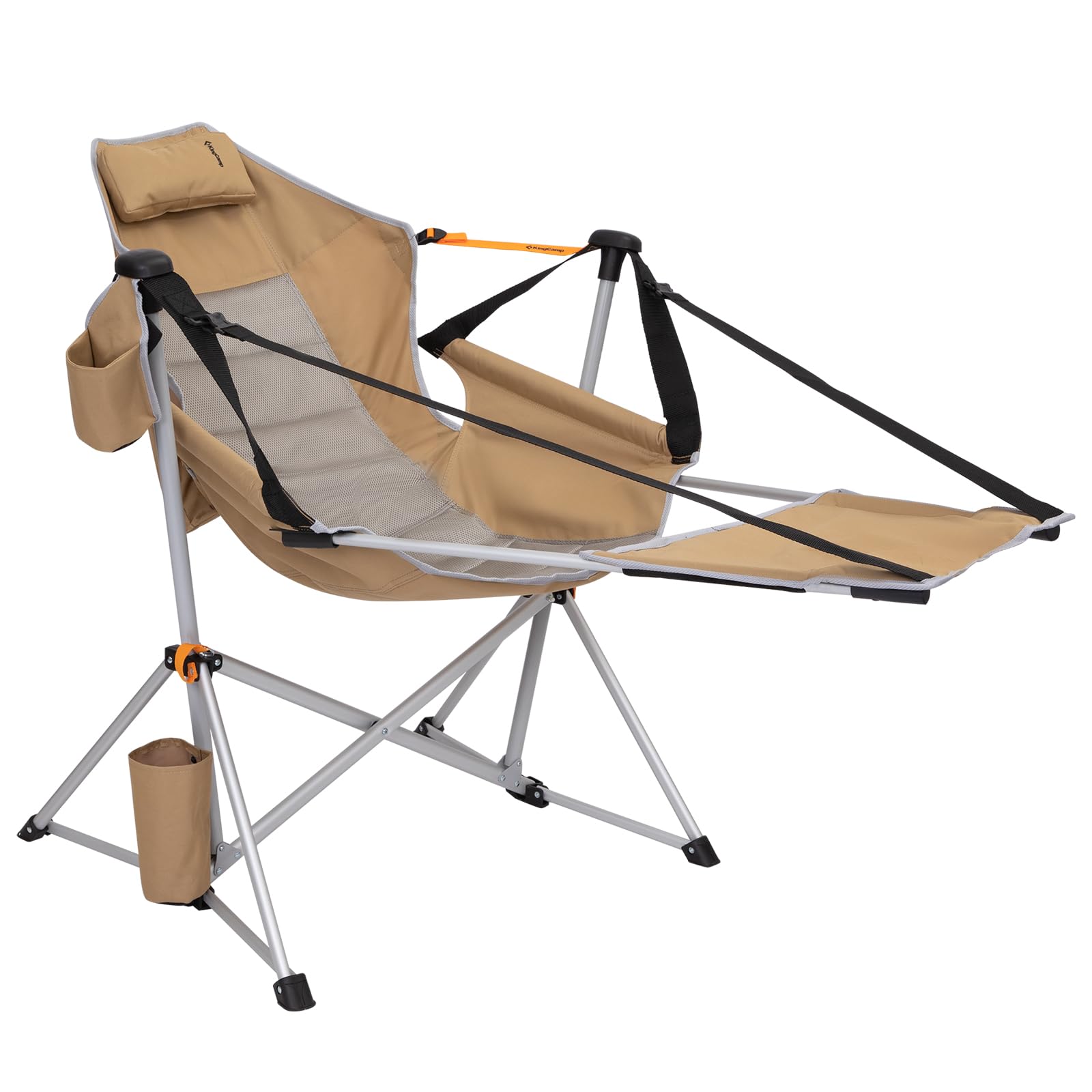 KingCamp ゆらゆらハンモックチェア アウトドア チェア 自立式 折り畳み椅子 角度調整可能 フットレス..