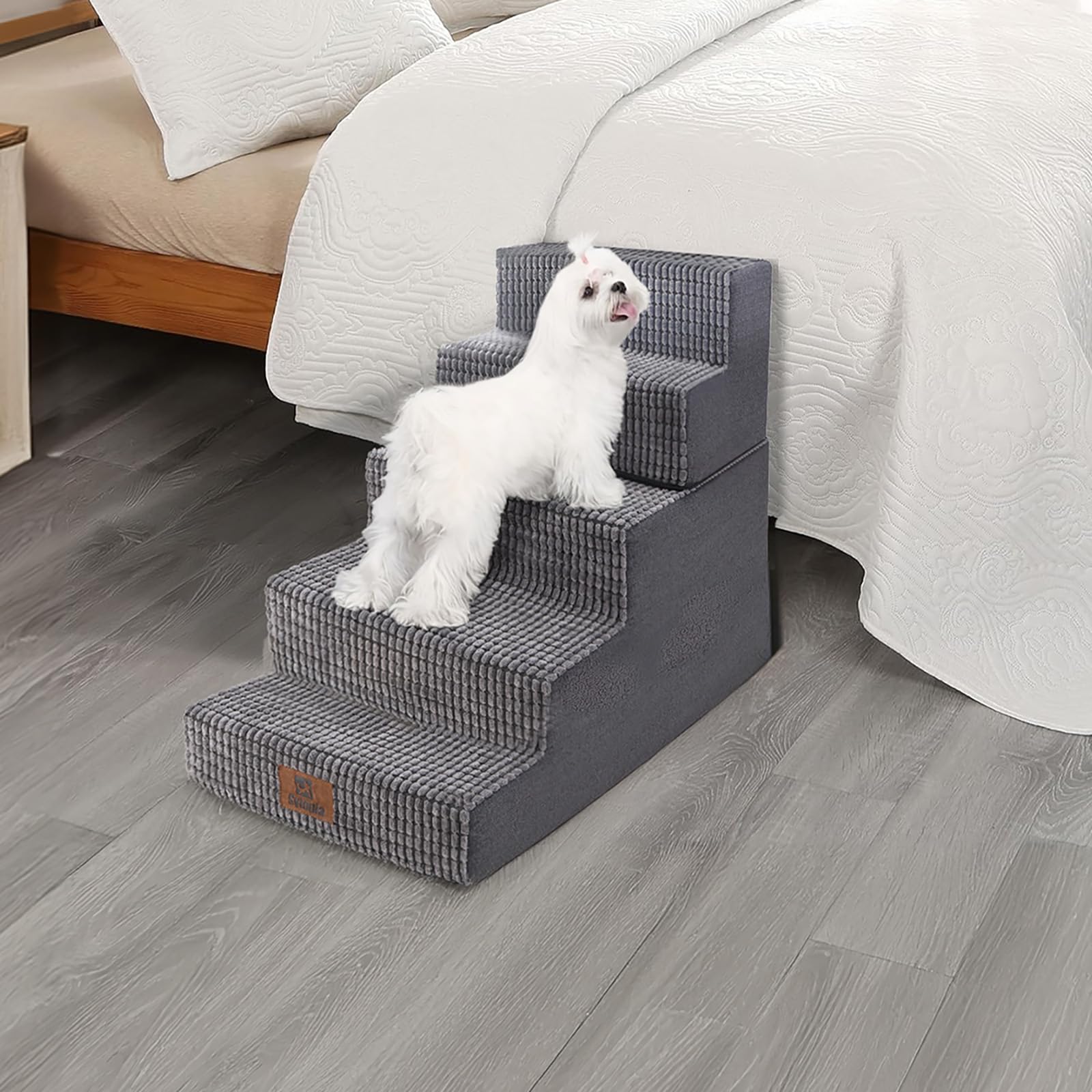 乐天商城 - Sytopia 犬 階段 ステップ ペット階段 ドッグステップ 猫 階段 滑り止め付き 安定性 カバー取り外し可能 洗える 小型犬適用 (5段,グレー)