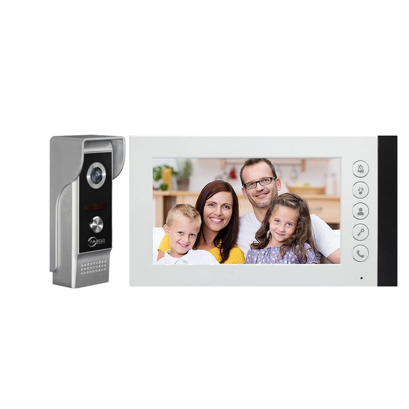 テレビドアホン ビデオドアホン 110°超広角 LEDライト搭載 双方向音声 赤外線暗視機能 ロックを解除 ミュート機能 モニター 7型カラー液晶 玄関子機 ビデオドアホン ドアホン カメラ付き IP65防水防塵 (電源コード式、直結式兼用)