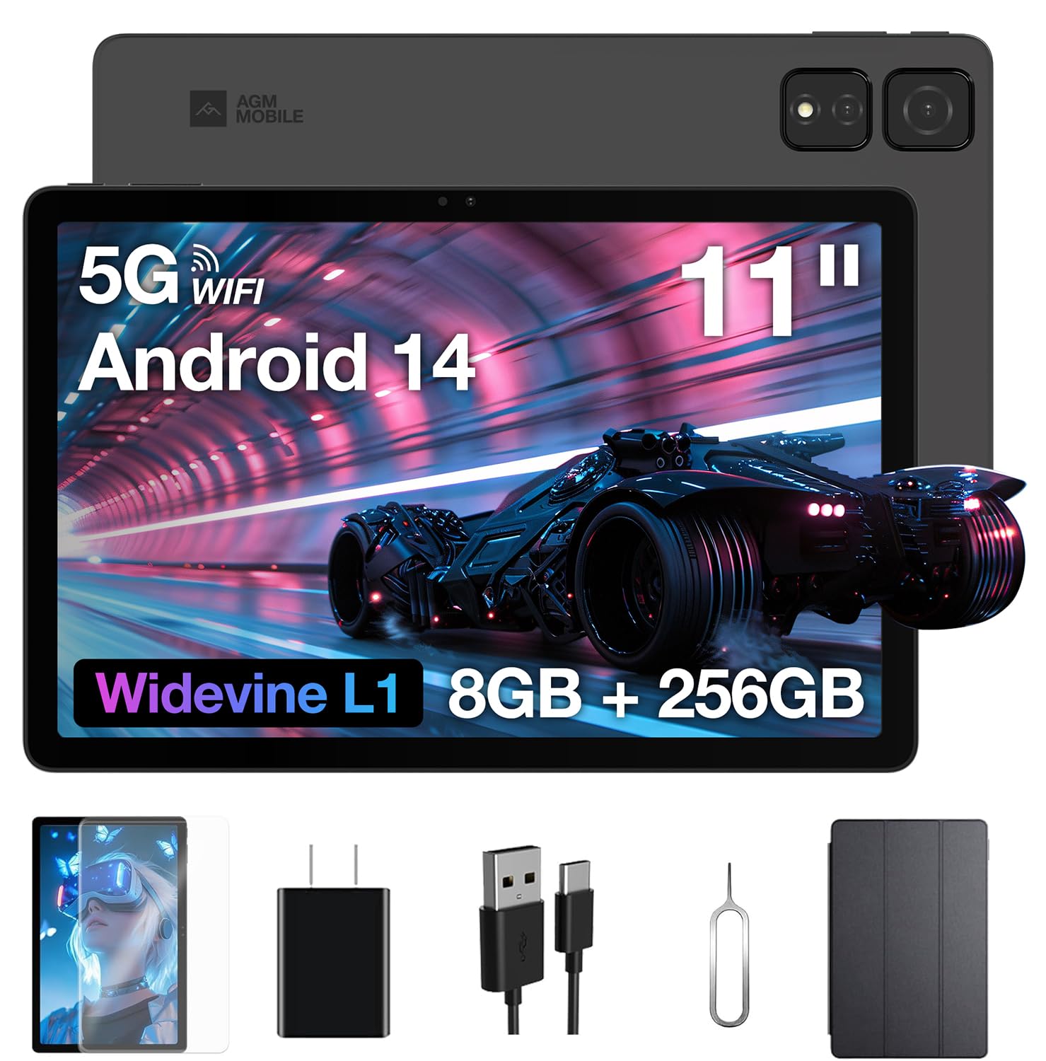 11インチ Wi-Fi タブレット|8GB+256GB 大容量メモリ|FHD 1920*1200 高輝度ディスプレイ|オクタコアCPU|7850mAh 超長時間駆動|Widevine L1認証 (Netflix/YouTube HD対応)|顔認証・分割画面