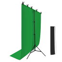 Hemmotop クロマキー グリーンバック 背景スタンド T字型 幅150cmx縦200cm Zoom 撮影用 背景布 スタンド リモート用背景 グリーンスクリーン付き 撮影スタンド 在宅 テレビ会議 テレワーク オンライン飲み会