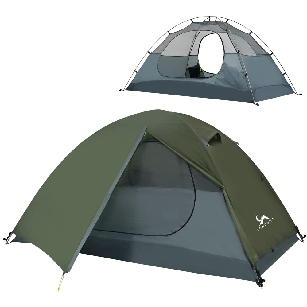楽天湖南オンラインテント キャンプテント 2人用 二重層 自立式 ツーリングテント 耐水圧3000mm 通気 防風 軽量 コンパクト アウトドアテント バイク 登山用 簡単設営 4シーズン キャンピング （2人用 緑青色）
