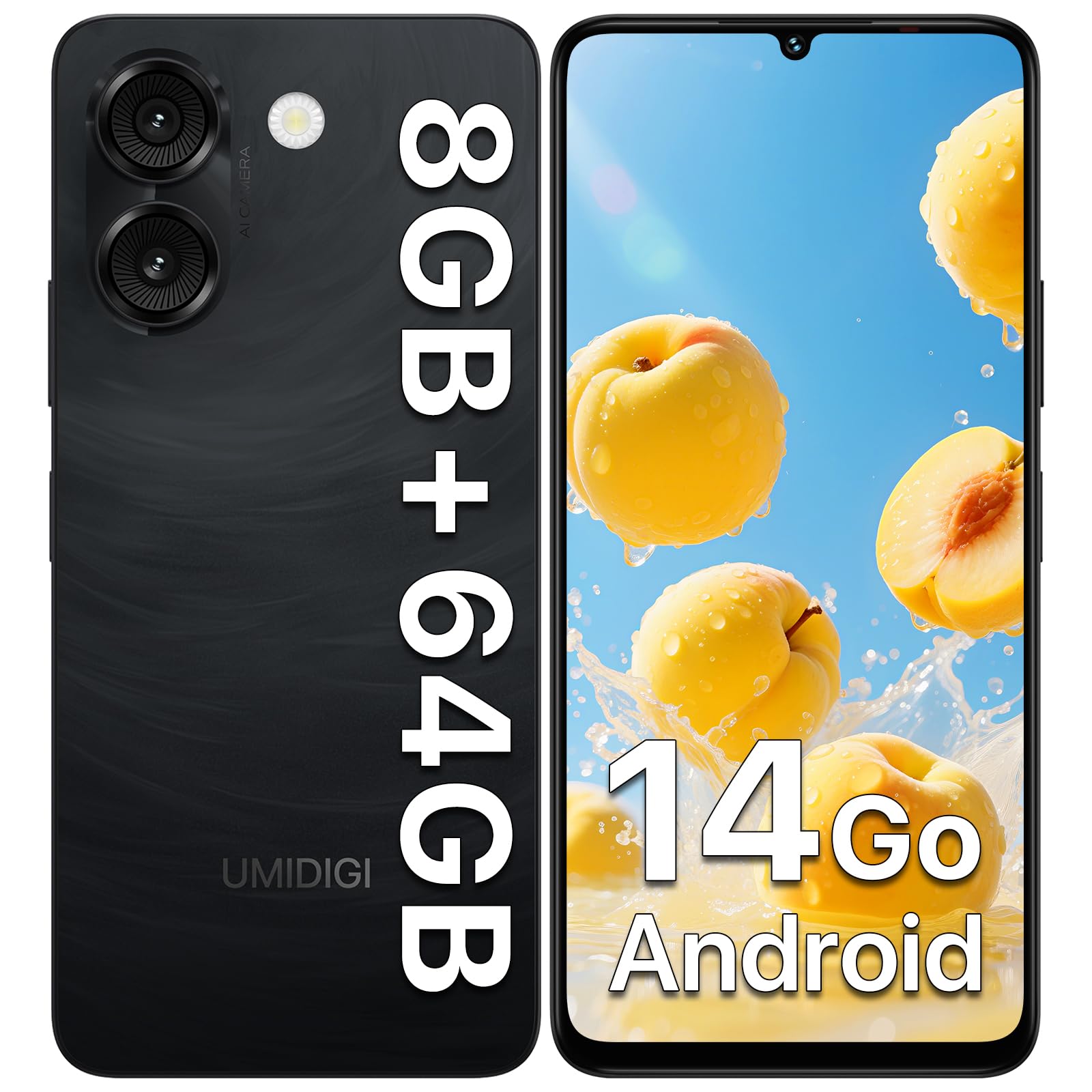 UMIDIGI G9A simフリー スマホ 本体 Android 14 Goシステム 6.75インチ 大画面 スマートフォン 8GB RAM..