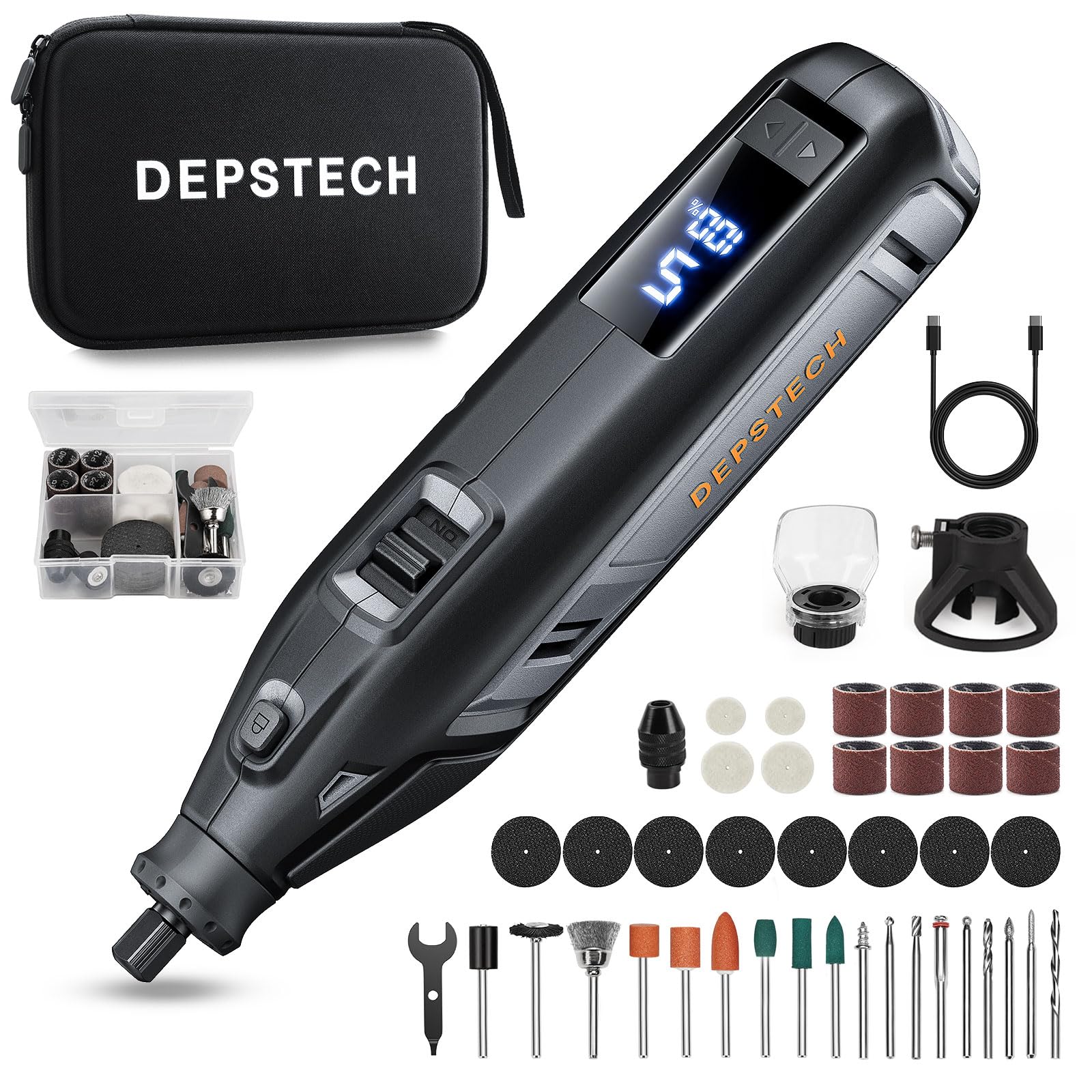 DEPSTECH ミニルーター 12Vリューター 35000RPM高速回転 デジタルパネル Type-C急速充電 コードレス 3x..