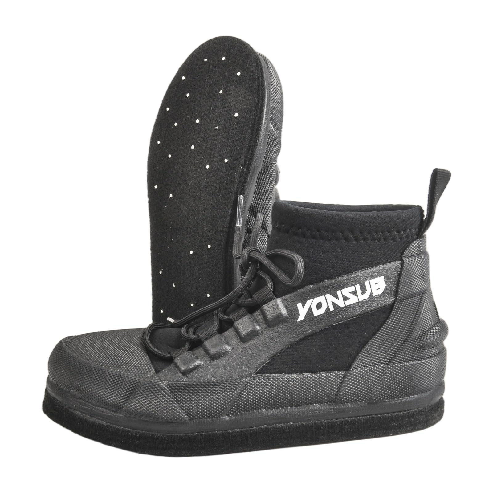 [MORGEN SKY] ウェーディング シューズ フィッシング ブーツ 釣り フェルト スパイク 磯靴 靴ひも付き 滑り止め 撥水性 通気性 磯釣り 渓流 岩場 アウトドア 迷彩柄 グリーン YZ033 (ブラック, 24cm)