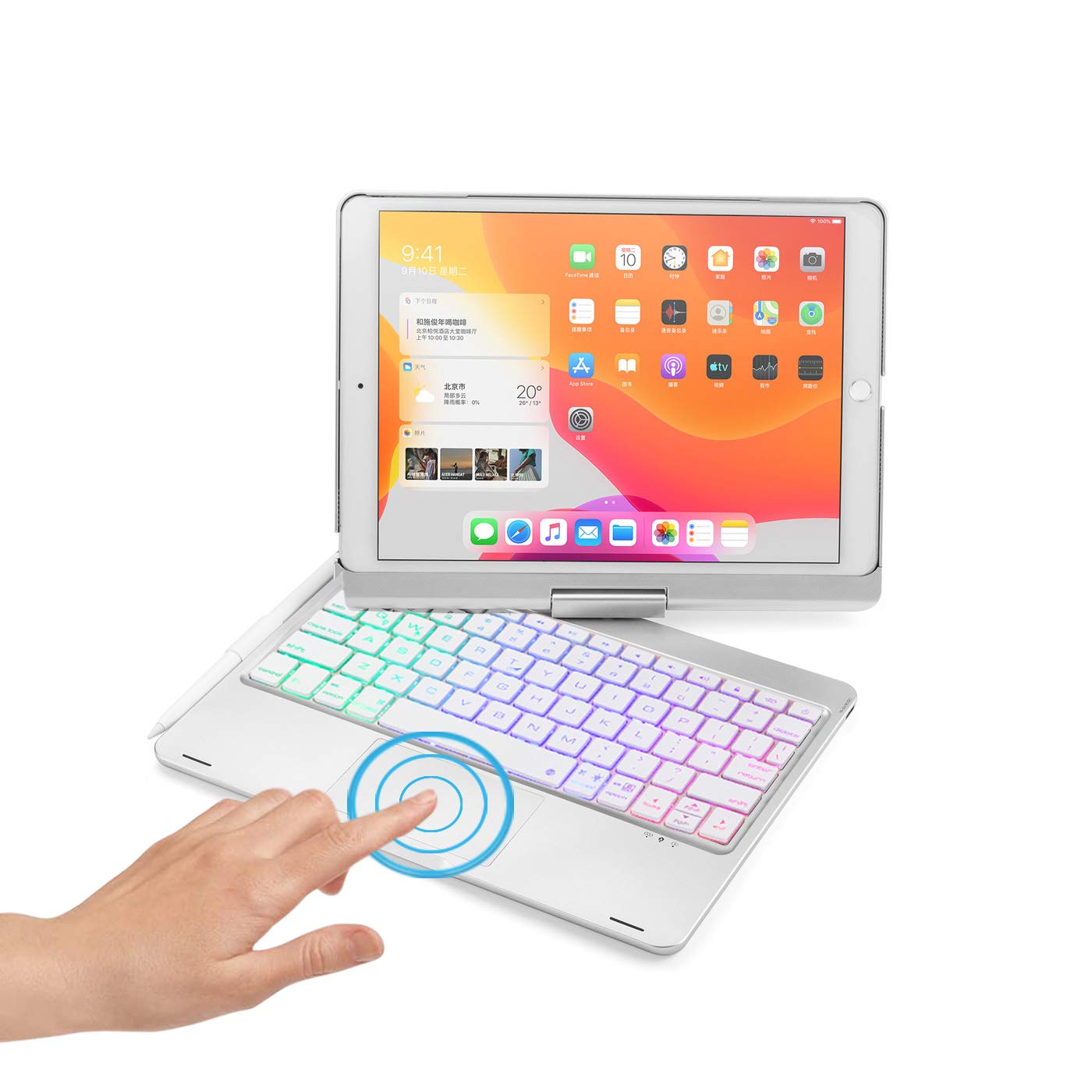 乐天商城 - 360度回転 iPad9 iPad8 iPad7 iPad Air3 Pro10.5 キーボード タッチパッド搭載 バックライト ケース 一体型 折り畳み iPad 第9/8/7世代 カバー トラックパッド キーボード付き iPad 10.2インチ 10.