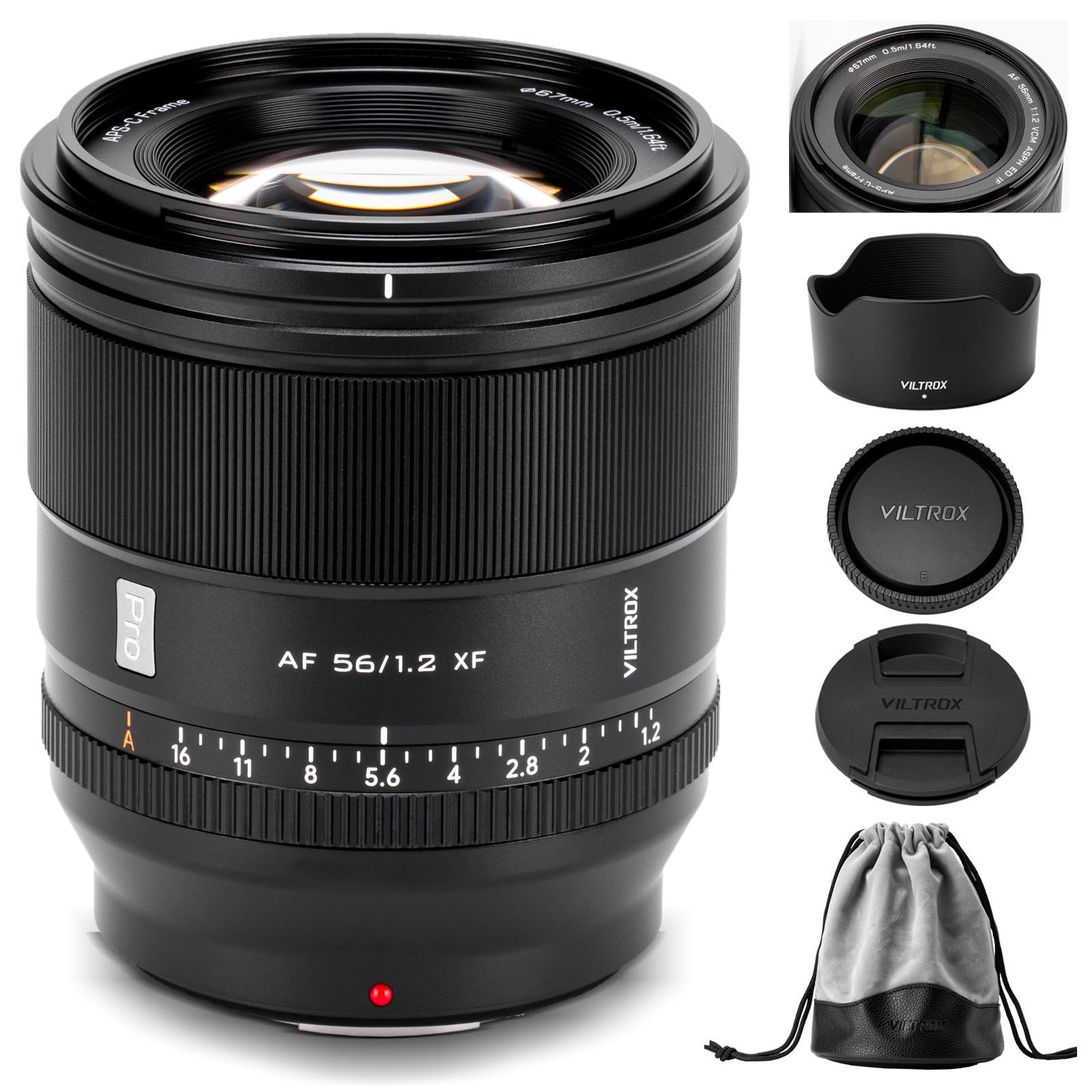 乐天商城 - VILTROX 56mm F1.2 Pro XFマウントレンズ（富士用）、56mm f/1.2 XF APS-Cオートフォーカス大口径レンズ（富士フイルム 富士Xマウント X-A7 X-E4 X-H1用）