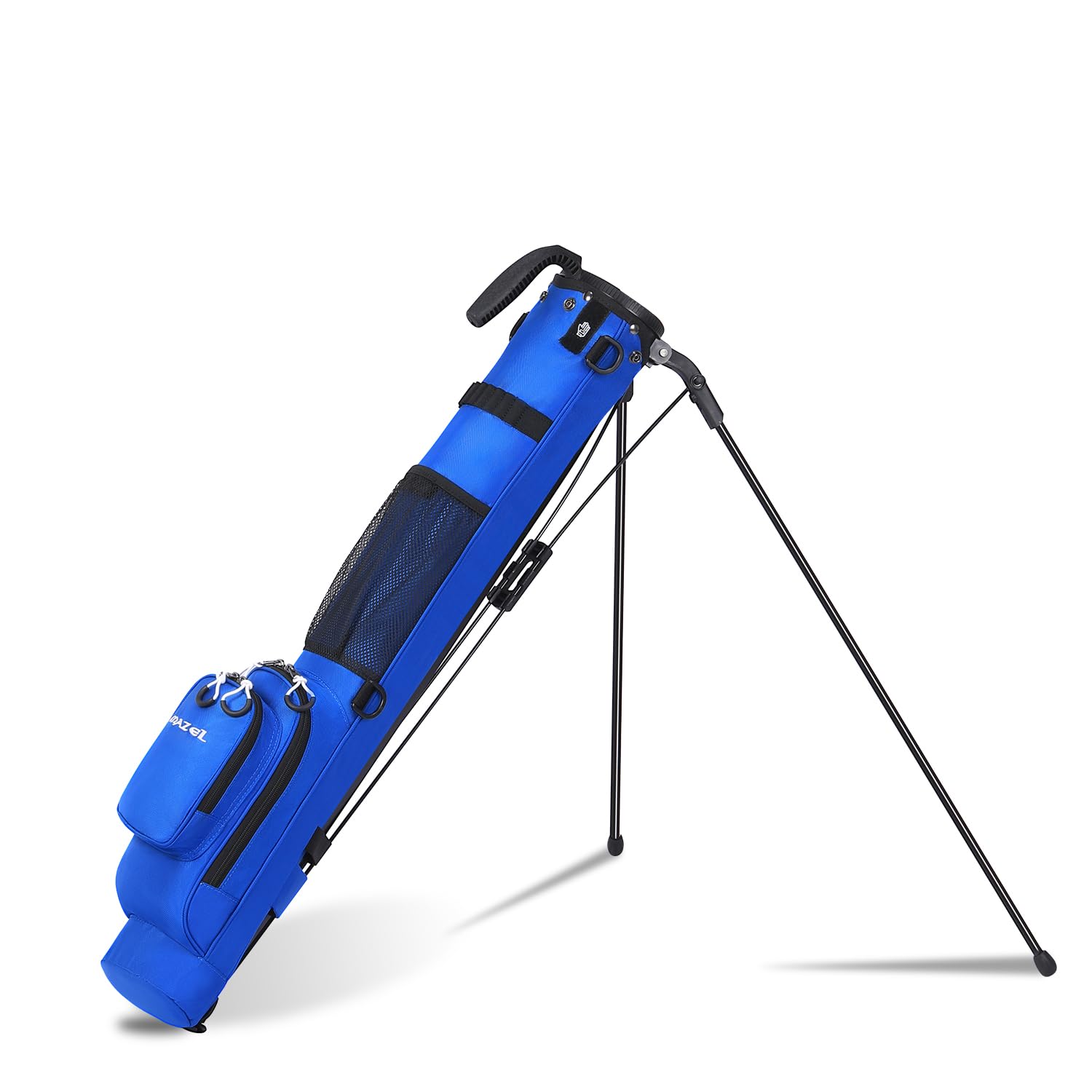 MAZEL (マゼル) ゴルフ セルフスタンド クラブケース 超軽量 大容量収納 フード・ポケット付き 8本収納 メンズ レディース (ブルー)