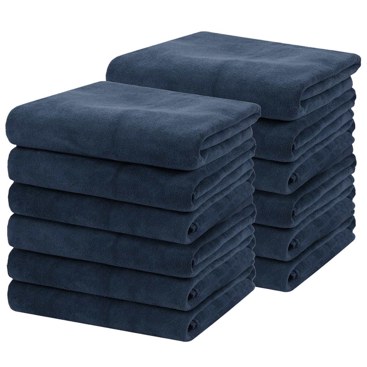 楽天湖南オンラインミニバスタオル エステタオル 薄手 スリム バスタオル 小さめ エステ サロン 業務用 マイクロファイバー 40×110cm 422匁 12枚 セット ネイビー 小さい ハーフ コンパクト ヘアドライタオル ロング ビッグ フェイスタオル