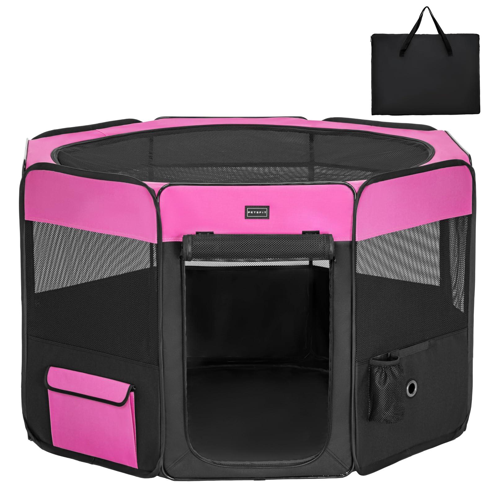 楽天湖南オンラインPetsfit 犬 サークル ペットサークル 八角形 ドッグハウス 【パッと開いてすぐ使える】 猫の産屋 猫の分娩室 折りたたみ 犬猫兼用 メッシュ 屋根付き 軽量 収納バッグ付き 部屋のインテリアに馴染み キャンプ アウトドア お出かけ用品 中大ペット