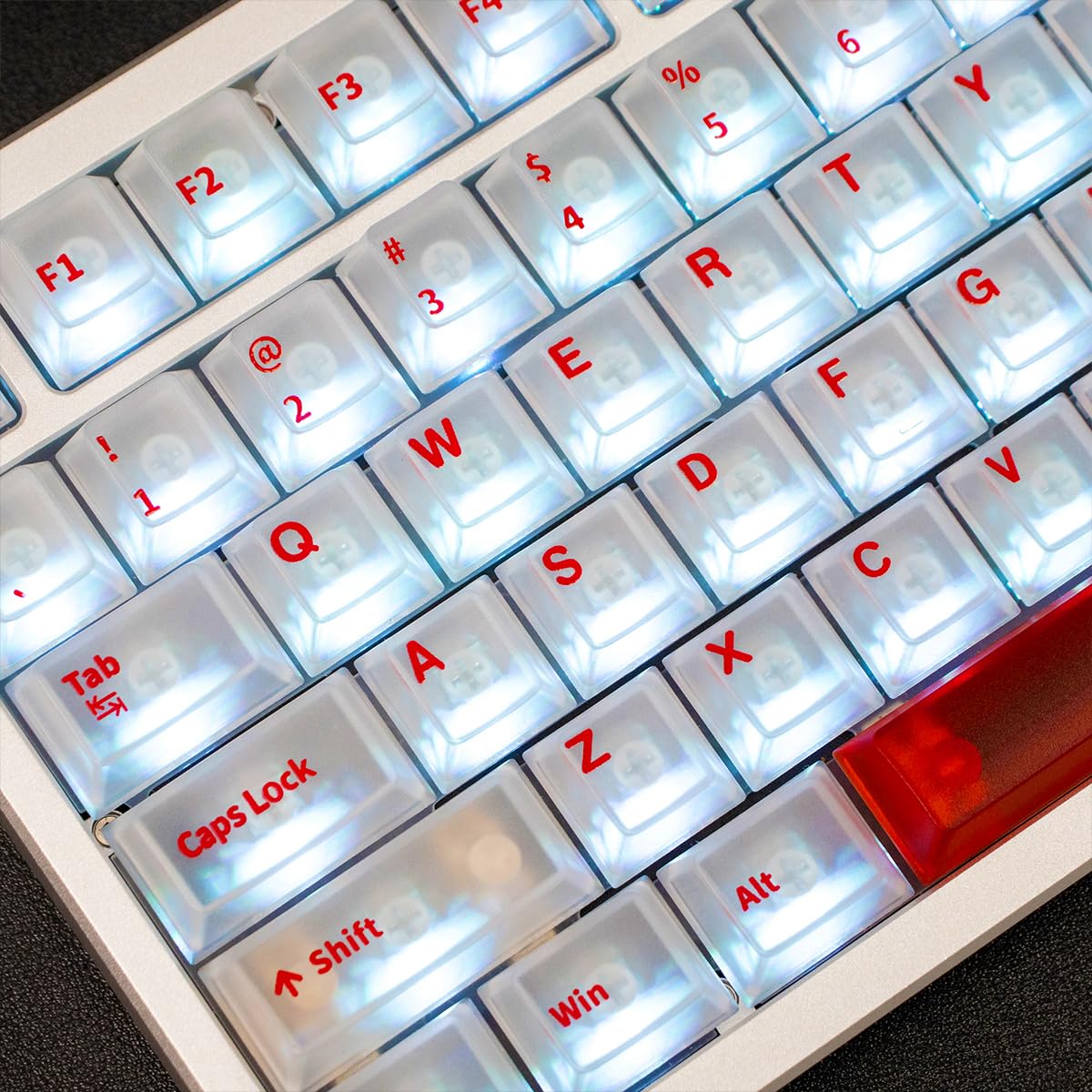 White Clear Keycaps - 151 keys Transparent Cherry Profile Keyboard Keycaps, Backlit Crystal PC Keycap Set, Custom Keycaps 75 Per