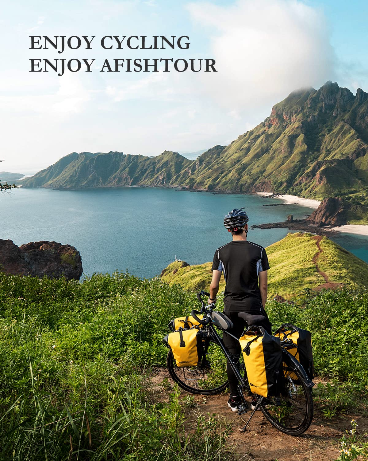 【AFISHTOUR】15L 自転車パニアバッグ フロントバッグ 大容量 防水 リアバッグ 25L リアサイドバッグ サドルバッグ アウトドア サイクリングバッグ ラックバッグ トラベルバッグ キャンプ 通勤（イエロー） konanonline-10358116 湖南オンライン パッケージ画像