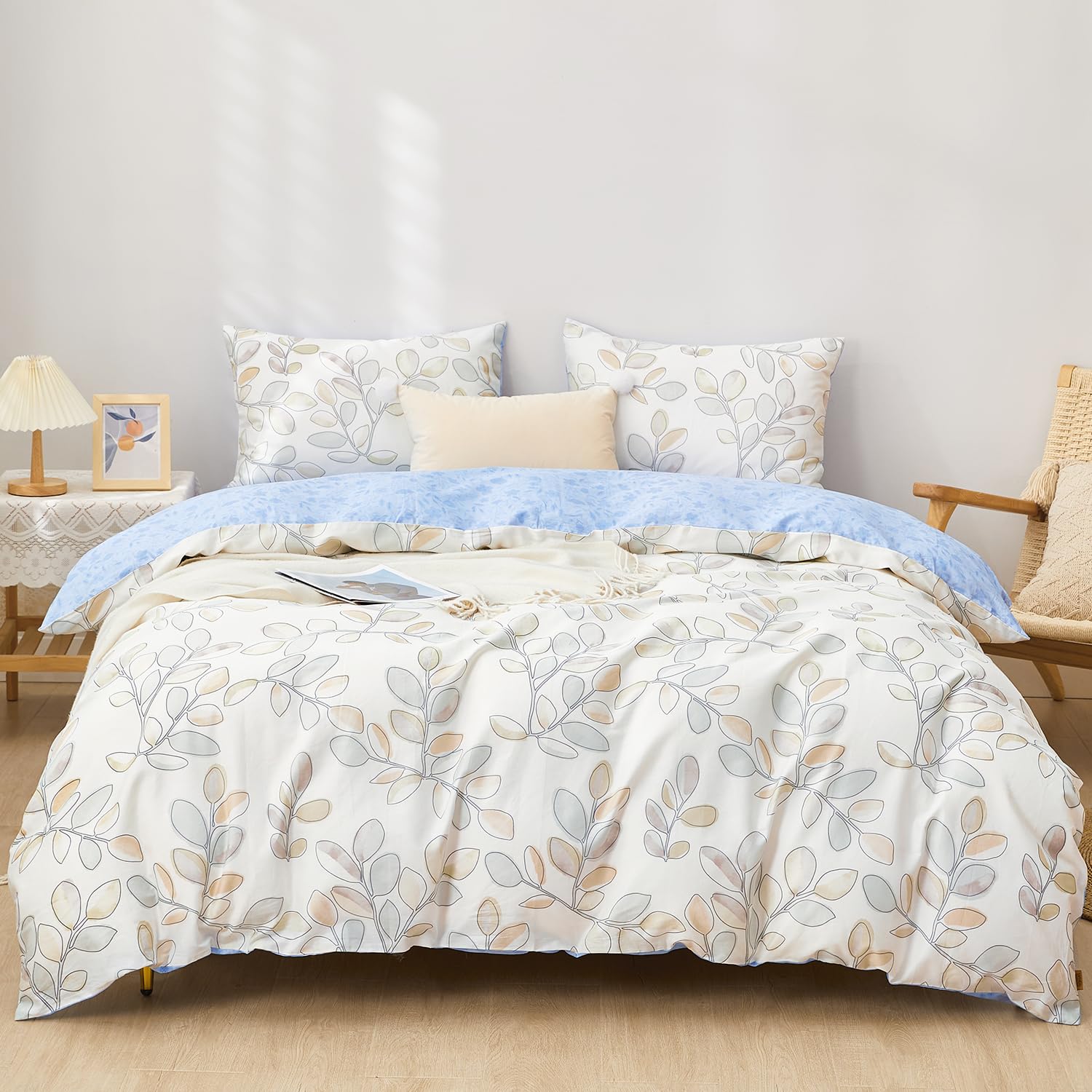 SAPHREAS 寝具カバーセット 布団カバーセット 掛け布団カバー 綿100% 4点セット洋式ベッド・和式布団兼用 ダブル 洗い替え速乾 肌ざわりが良い 快眠 贅沢品質 ボックスシーツ 四季通用 枕カバー