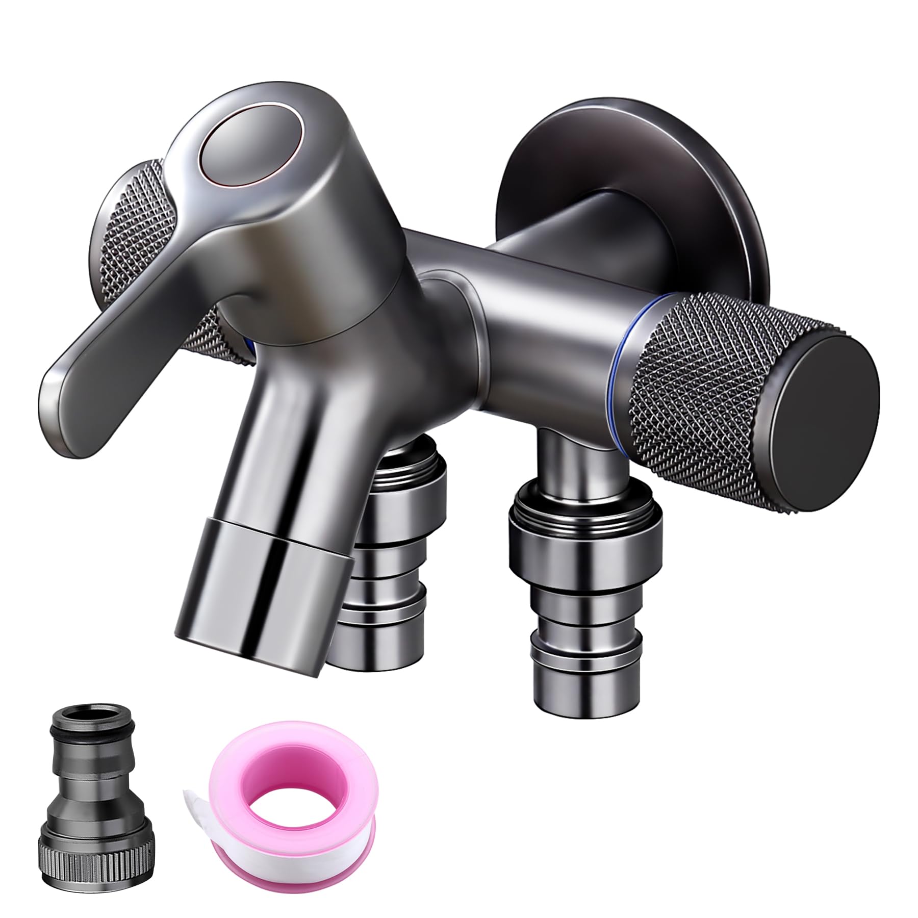 水道 蛇口 分岐 3口 屋外 ガーデン 散水栓 散水ホース接続ニップル付き三口水栓 洗濯機 分岐 水道 ステ..