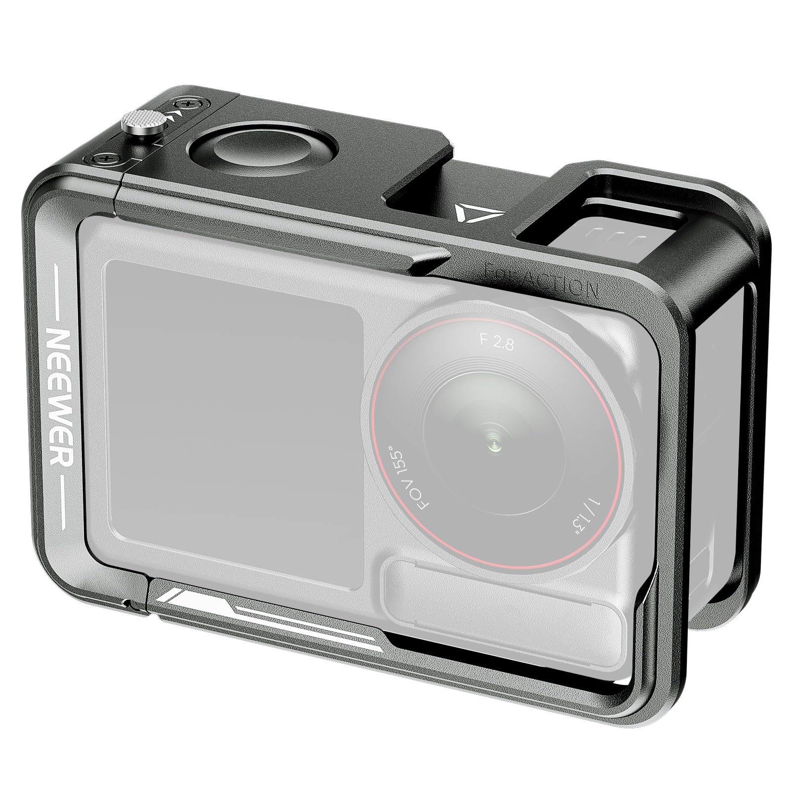 NEEWER アクションカメラケージ Action 5 Pro用 金属製 コールドシュー/1/4"ネジ/シャッターボタン付き ビデオリグ ビデオケージ 保護ケース コンパチブル DJI Osmo Action 5 Pro Action 4 Action 3