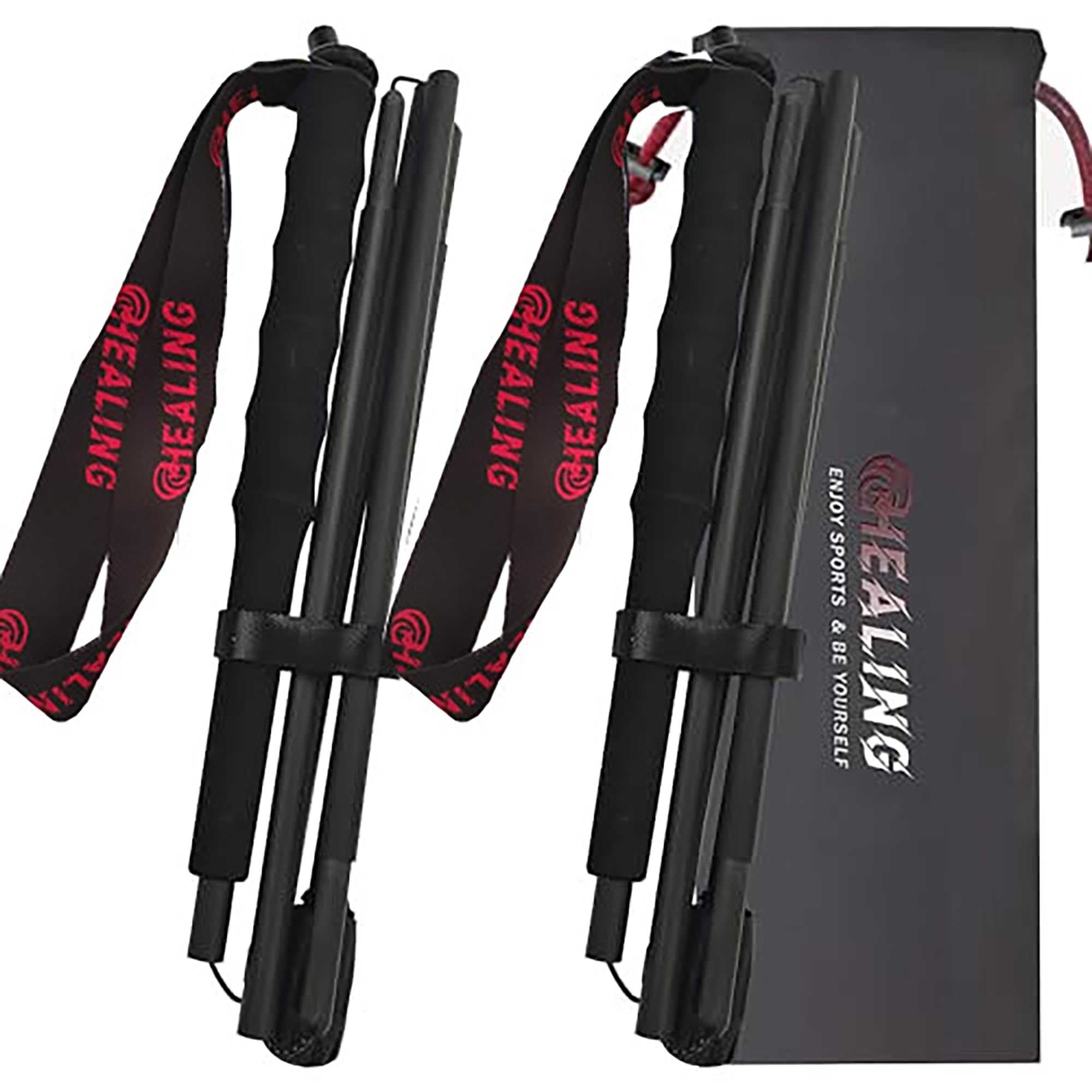KHEALING Carbon Folding Trekking Poles [Ultra-Lightweight 93/98/103g] Carbon Fiber Hiking Poles, 5 Sections, Set of 2, 110/120/130cm, 10cm Outer Diameter, Non-Slip, Compact, for Hiking and Excursions, Moisture-Absorbing Cap