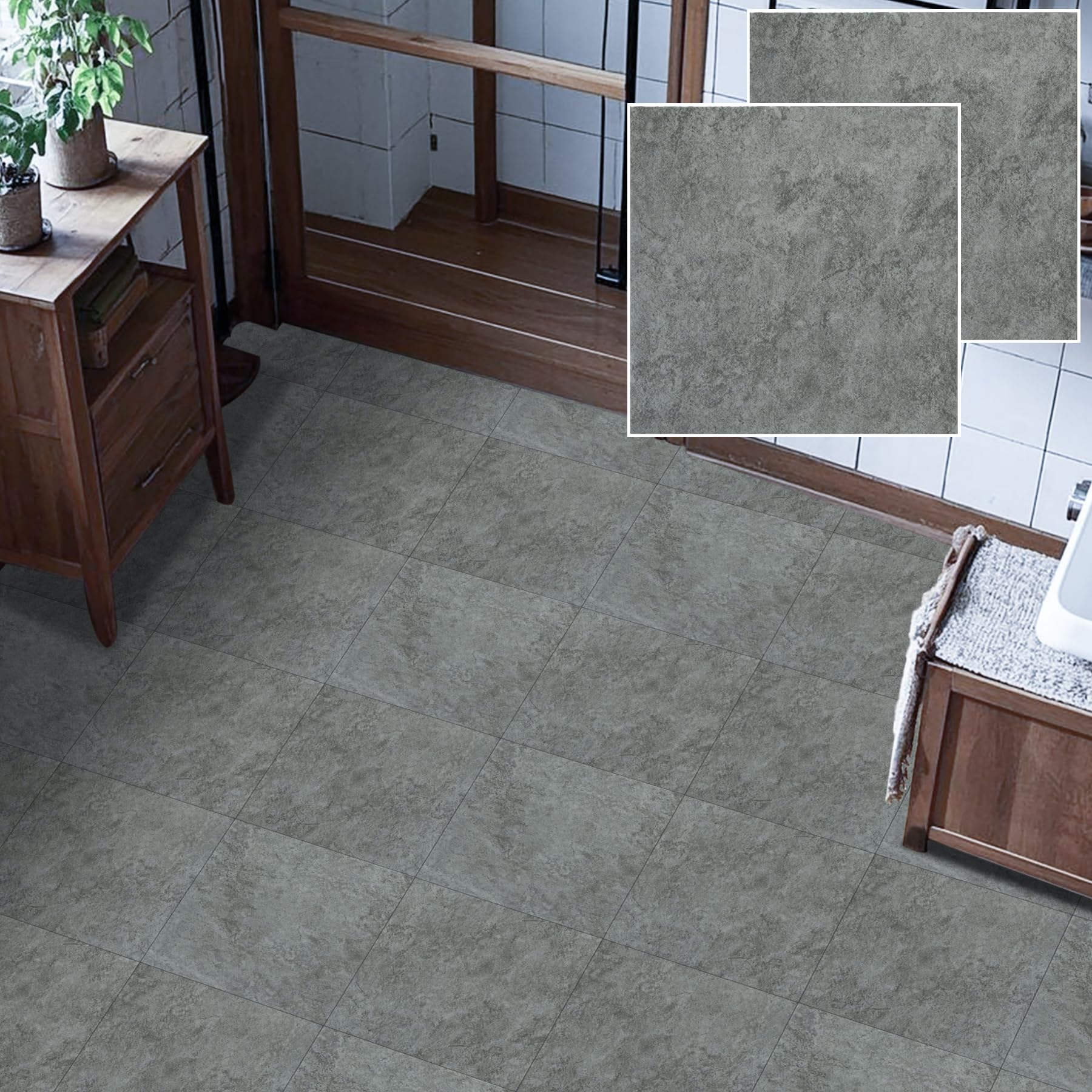 Jiroka フロアタイル 大理石 フローリングシート 床 リメイクシート 大理石柄 クッションフロア 54枚入..