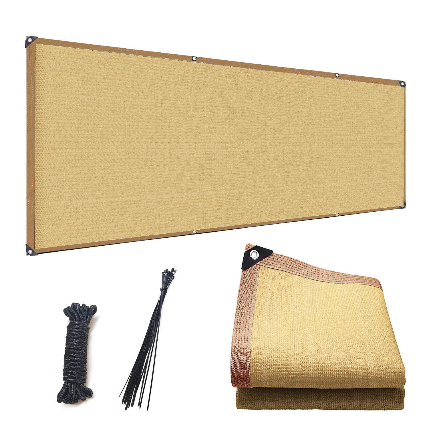 堅塁金物 ベランダ目隠し 0.8M*10M 遮光ネット 黄色 プライバシー保護 日除けシェード 厚みを増した バルコニー マンション UVカット シェード 50CMごとに1つのロープ穴