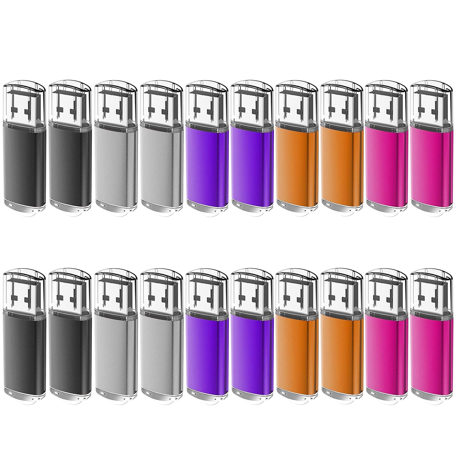 EASTBULL USBメモリ 512MB 50個セット フラッシュメモリー USB2.0 フラッシュドライブ キャップ式 防塵性能優れ LEDライト付き (512MB 5色)