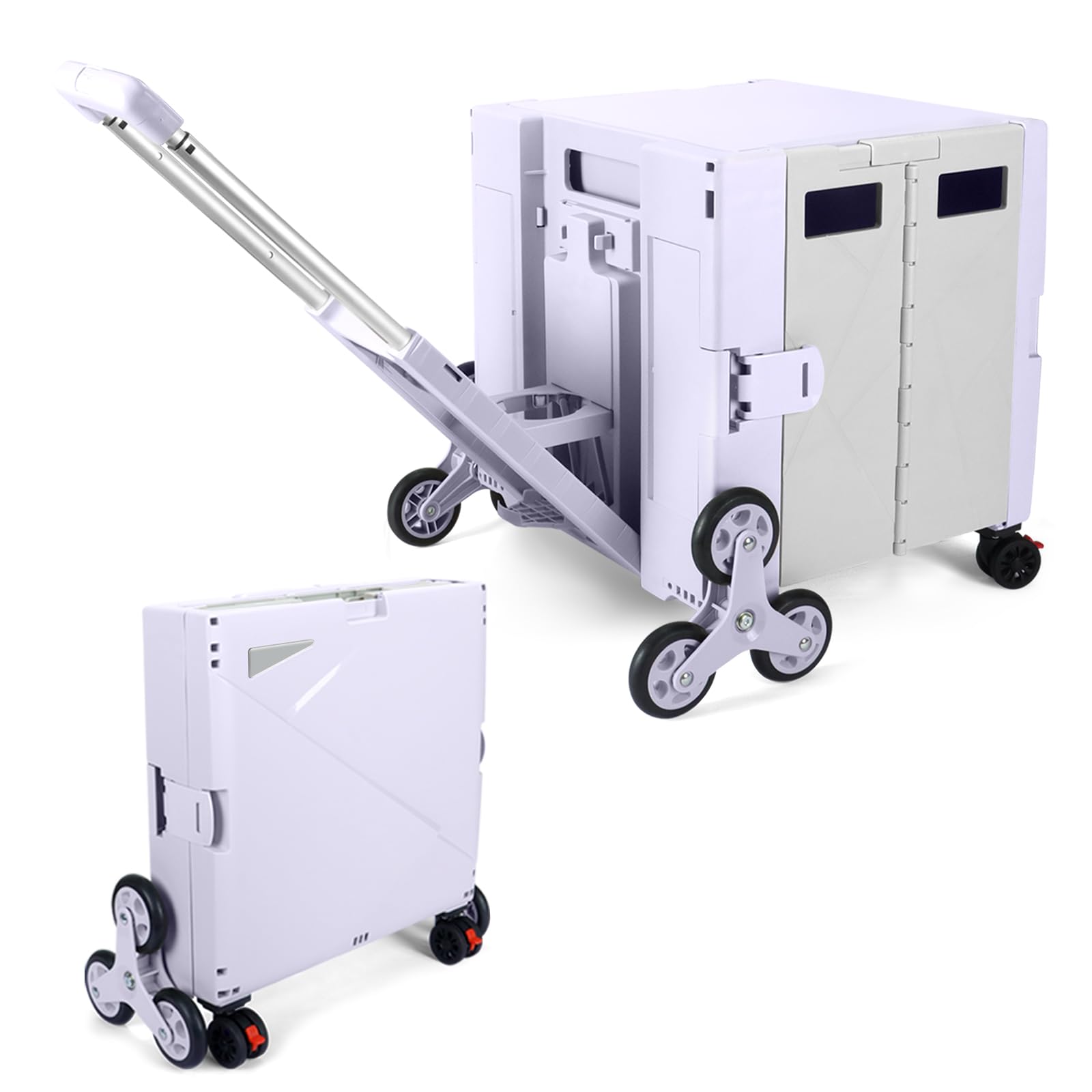 SELORSS FP650 キャリーカート折り畳み式 四輪台車 軽量 アルミニウム合金ロッド買い物カート収納可能 カバー 車輪ストッパー付き 静音 ショッピング アウトドア キャップ オフィス 買い込み お年寄り 敬老の日- パープル