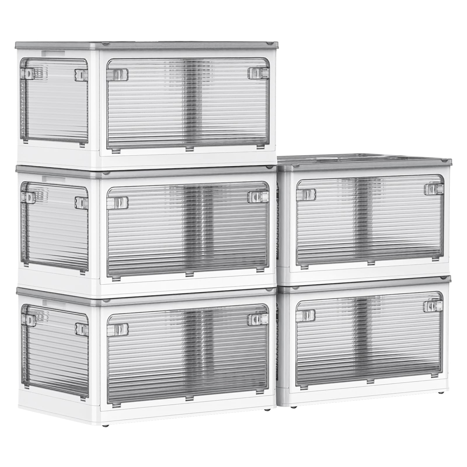 AZMKOO 収納ボックス 折り畳み 蓋付き 全方向から取り出せる キャスター付き 折り畳み コンテナ ボックス 衣装ケース 押し入れ 収納ケース おもちゃ 小物 洋服 布団 本 漫画 収納箱 収納用品 家庭用 オフィス用 車用 おしゃれ 組立簡単 大容量