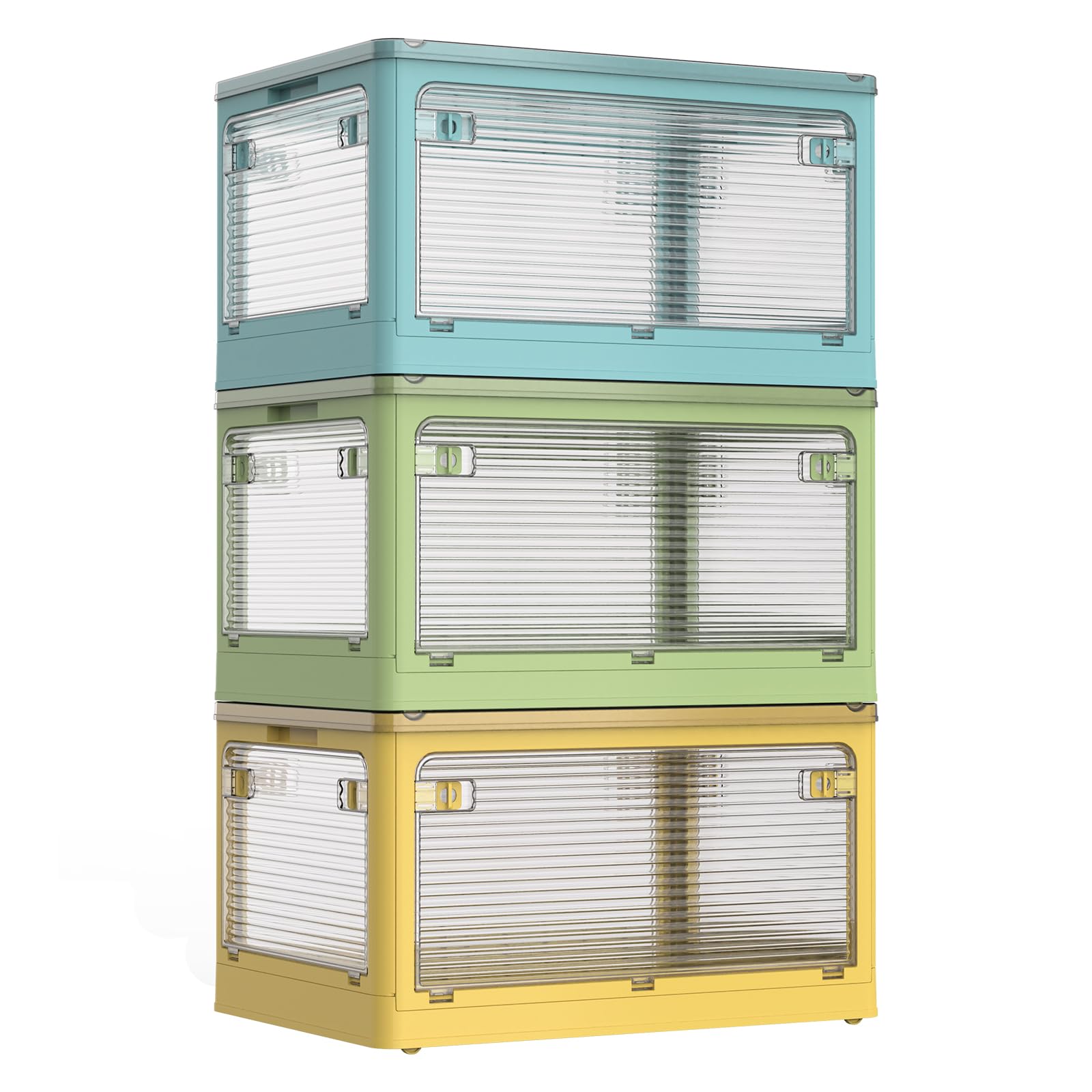 AZMKOO 収納ボックス 折り畳み 蓋付き 全方向から取り出せる キャスター付き 折り畳み コンテナ ボックス 衣装ケース 押し入れ 収納ケース おもちゃ 小物 洋服 布団 本 漫画 収納箱 収納用品 家庭用 オフィス用 車用 おしゃれ 組立簡単 大容量