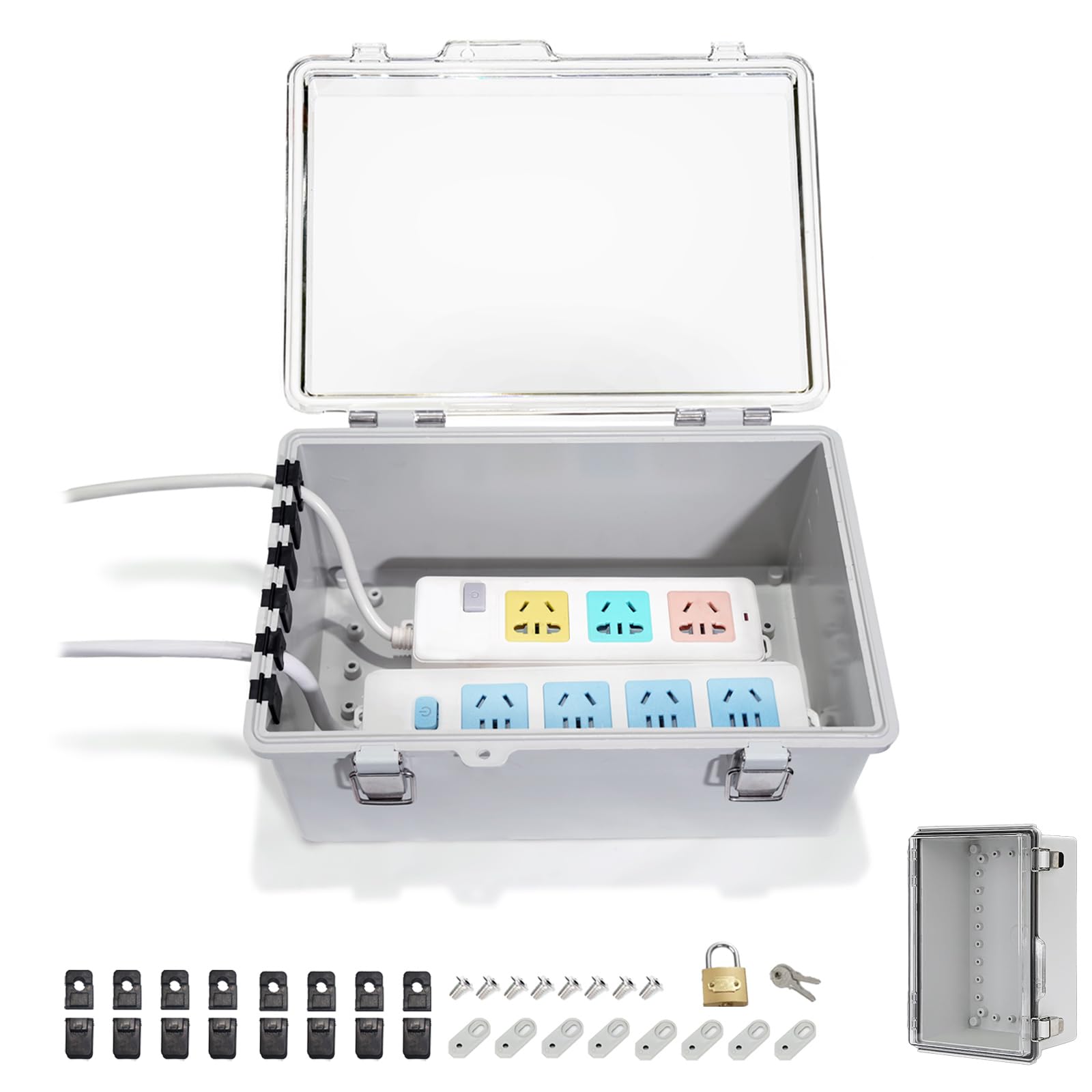 ISKALT 電気ボックス コンセントボックス ABS 防塵防水IP66 耐候性電気ボックス ヒンジ付きジャンクシ..